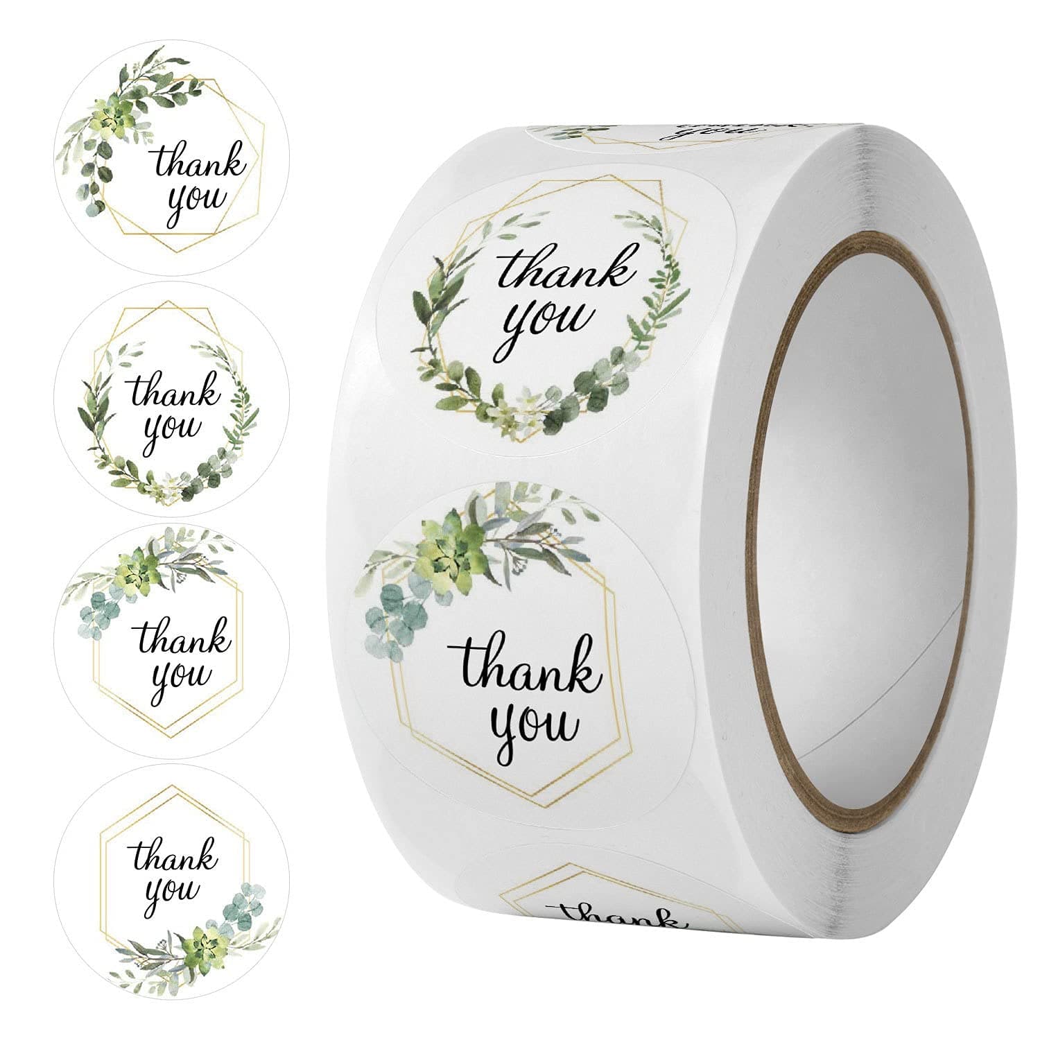 500 Round Self-Adhesive Thank You Stickers | Premium Paper Labels for Wedding Favours, Birthday Gifts, Party Supplies | Gift Wrapping, Envelopes, Greeting Cards and Crafts (500Pcs)