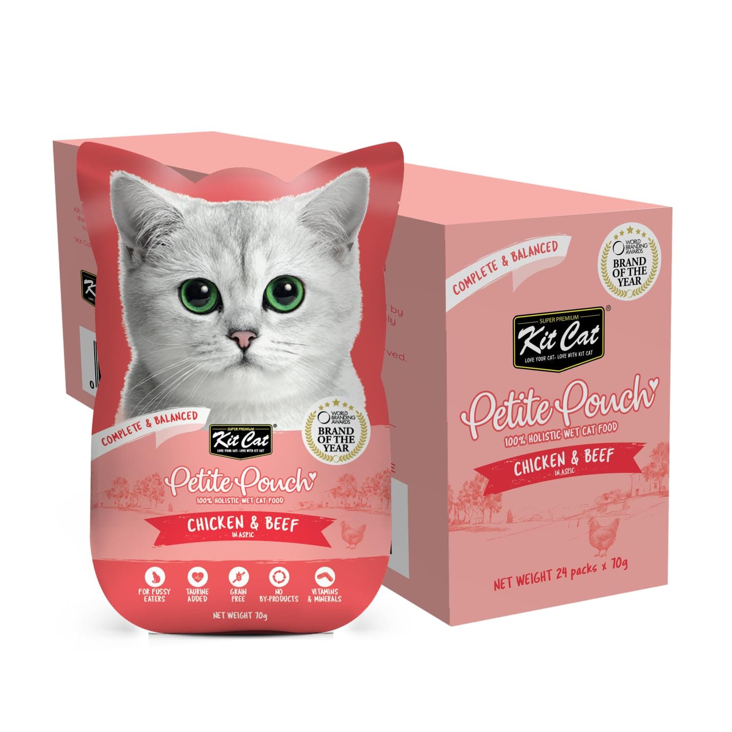 Kitcat Petite Pouch Complete Food-Chicken & Beef 70g