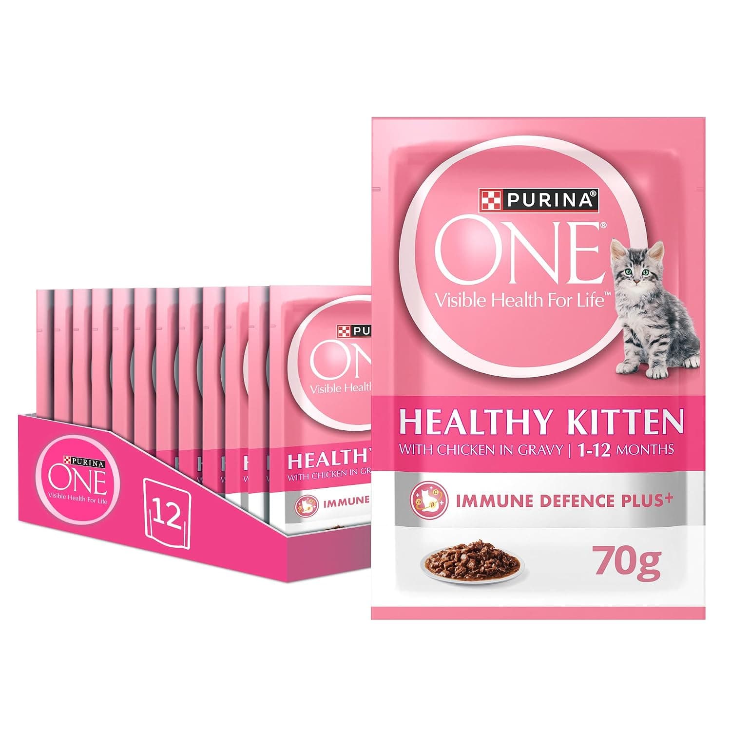 PURINA ONE Wet Healthy Kitten with Chicken 70g Pack of 12