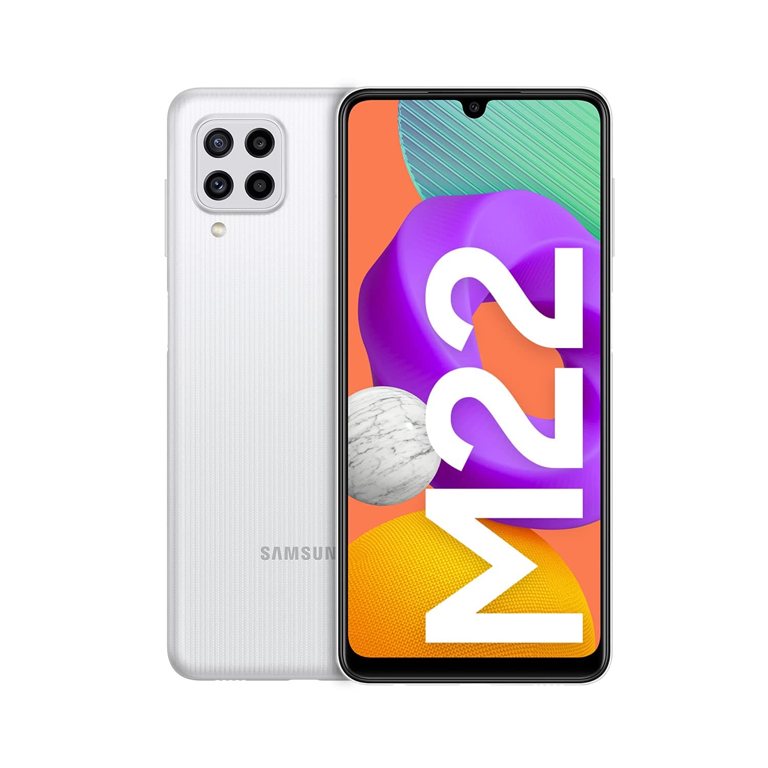 Samsung Galaxy M22 Dual-SIM 128GB ROM + 4GB RAM (GSM only | No CDMA) Factory Unlocked 4G/LTE Smartphone (White) - International Version