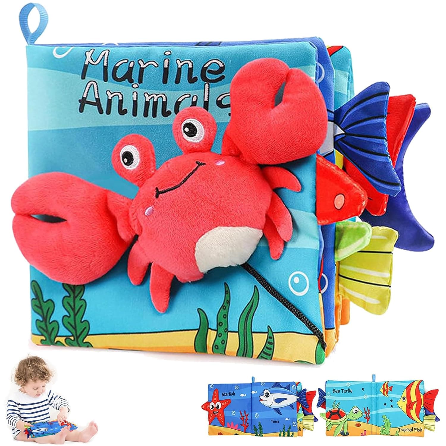 Soft Baby Cloth Books - High Contrast Black White & Color Sensory Toys for 0-18 Months, 3D Crinkle Touch & Feel Activity Book for Infant Tummy Time, Perfect