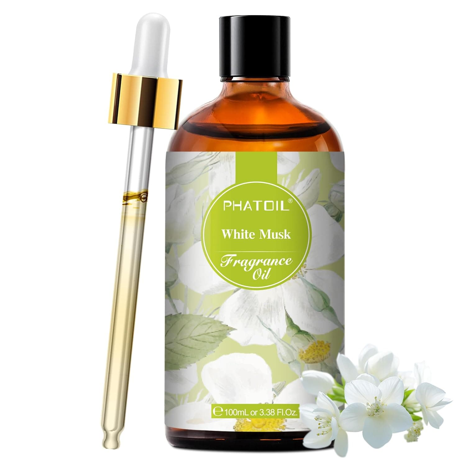 PHATOIL White Musk Fragrance Oils for Aromatherapy, Essential Oils for Diffusers for Home, Perfect for Candle Making, Soap Making and DIY Scented Products - 100ml | Essential Oils for Diffusers for Home, Perfect for Candle Making, Soap Making and DIY Scented Products