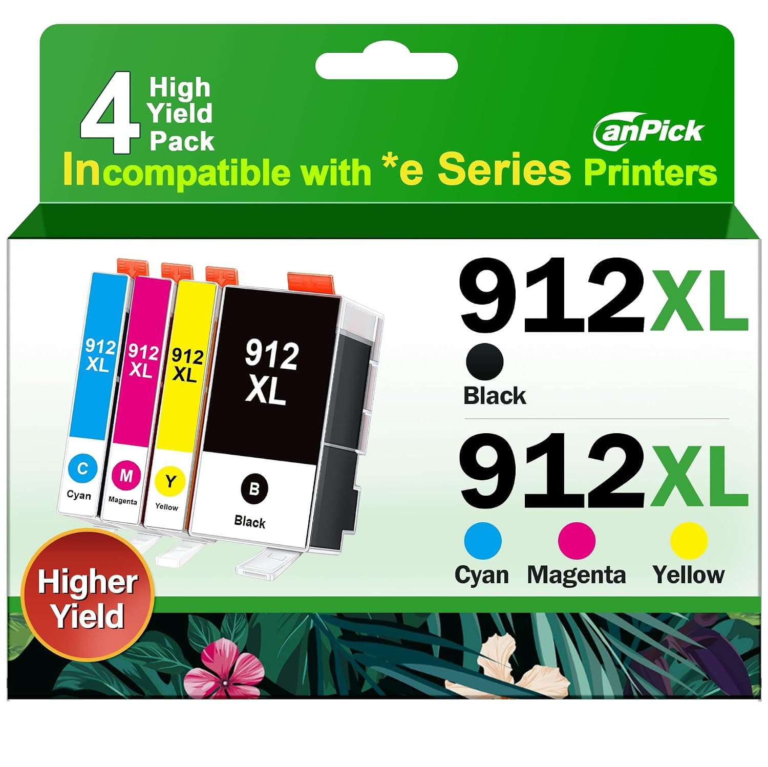912 912XL Printer Cartridges Compatible with HP 912 912XL Multipack for HP OfficeJet 8012 8014 8015 8017 OfficeJet Pro 8022 8023 8024 8025 (Black Cyan Magenta Yellow, Pack of 4)