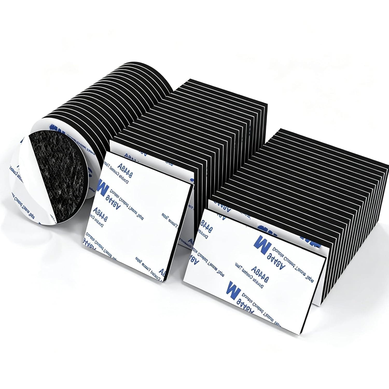 60Pcs Double Sided Sticky Pads Strong Pad Mounting, Double Sided Stickers Black Self-Adhesive Tape Picture Light Hooks (20 Squares + 20Rounds + 20 Rectangle)