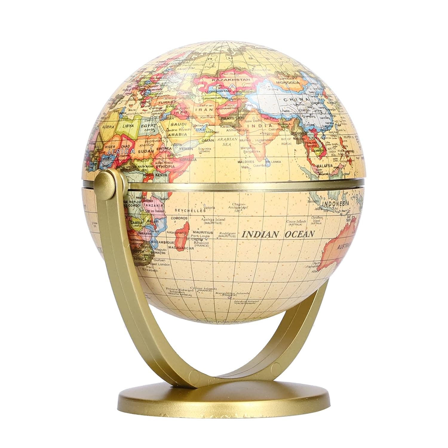 Ejoyous Antique Globe, 5.1inch/13cm Mini World Map Globe, English Edition Desktop Rotating Earth Geography Globes Teaching Tool for School, Home, and Office