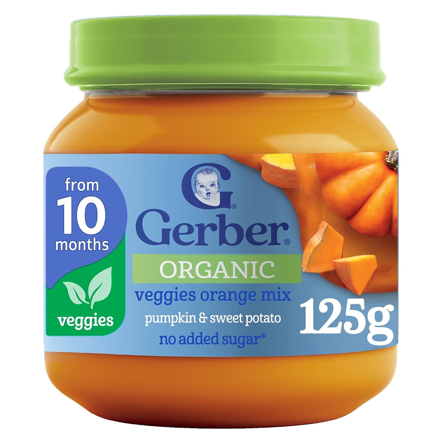 Gerber Organic Baby Food Jar in Veggies Orange Mix with Pumpkin & Sweet Potato Flavor (125g)