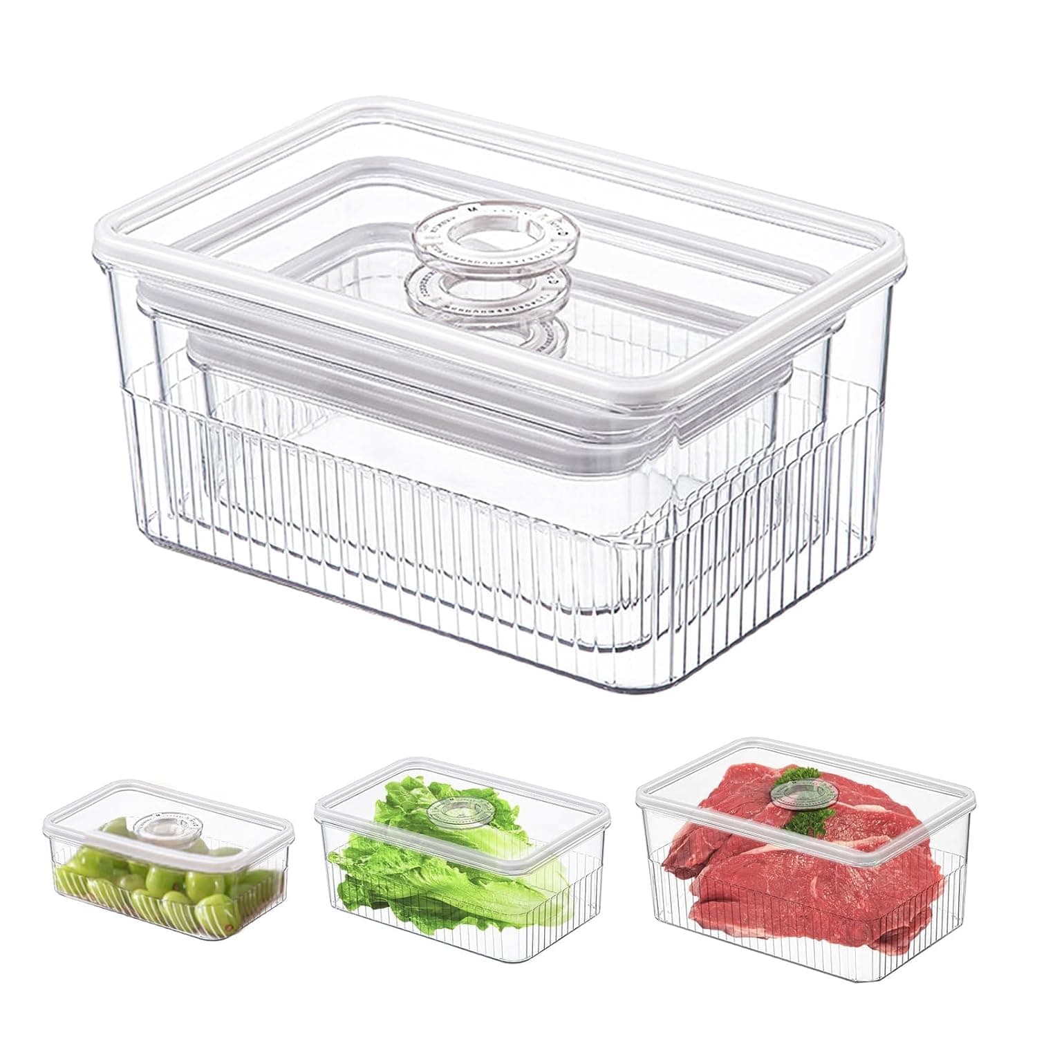 Meal Prep Containers with Airtight Lids, BPA-Free Food Storage Boxes for Freezing, Fridge Organization, Soup Safe, Stackable Vegetable and Bread Keeper, Durable Kitchen Storage (3 PCS)