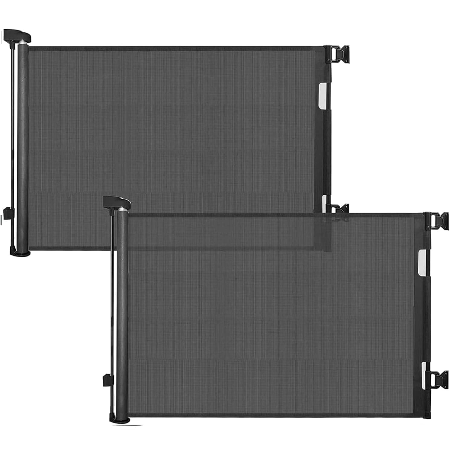 2PCS Retractable Baby Gate, Mesh Safety Kids or Pets Gate, 86cm Tall, Extends to 140cm Wide, Mesh Safety Dog Gate for Stairs, Indoor, Outdoor, Doorways, Hallways Black