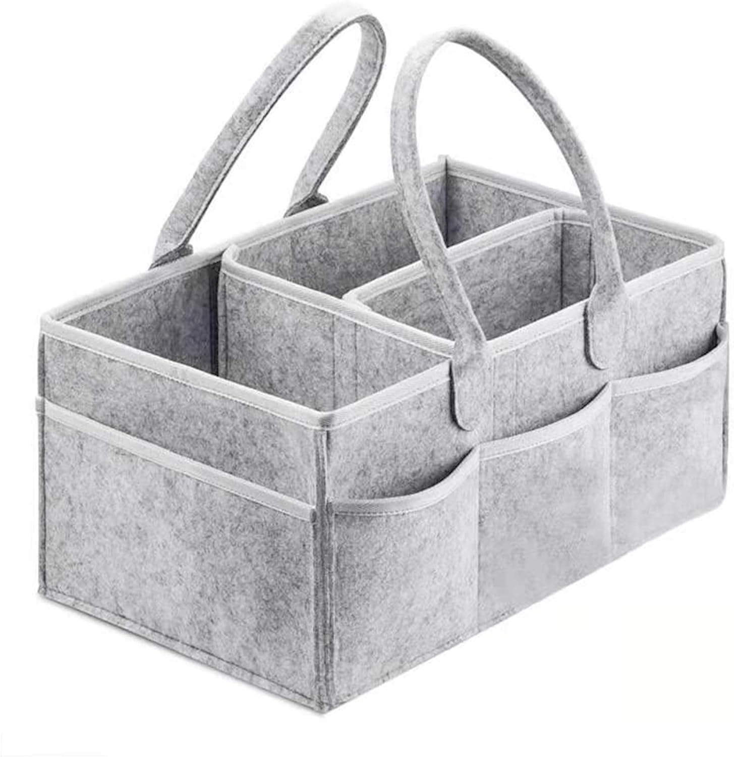 ALMEKAQUZ Baby Diaper Caddy Organizer, Nursery Basket Set, Boys Girls Nursery Storage Bin, Large Nursery Tote with Removable Compartments, Car Organizer for Diapers and Baby Wipes Newborn Essentials.