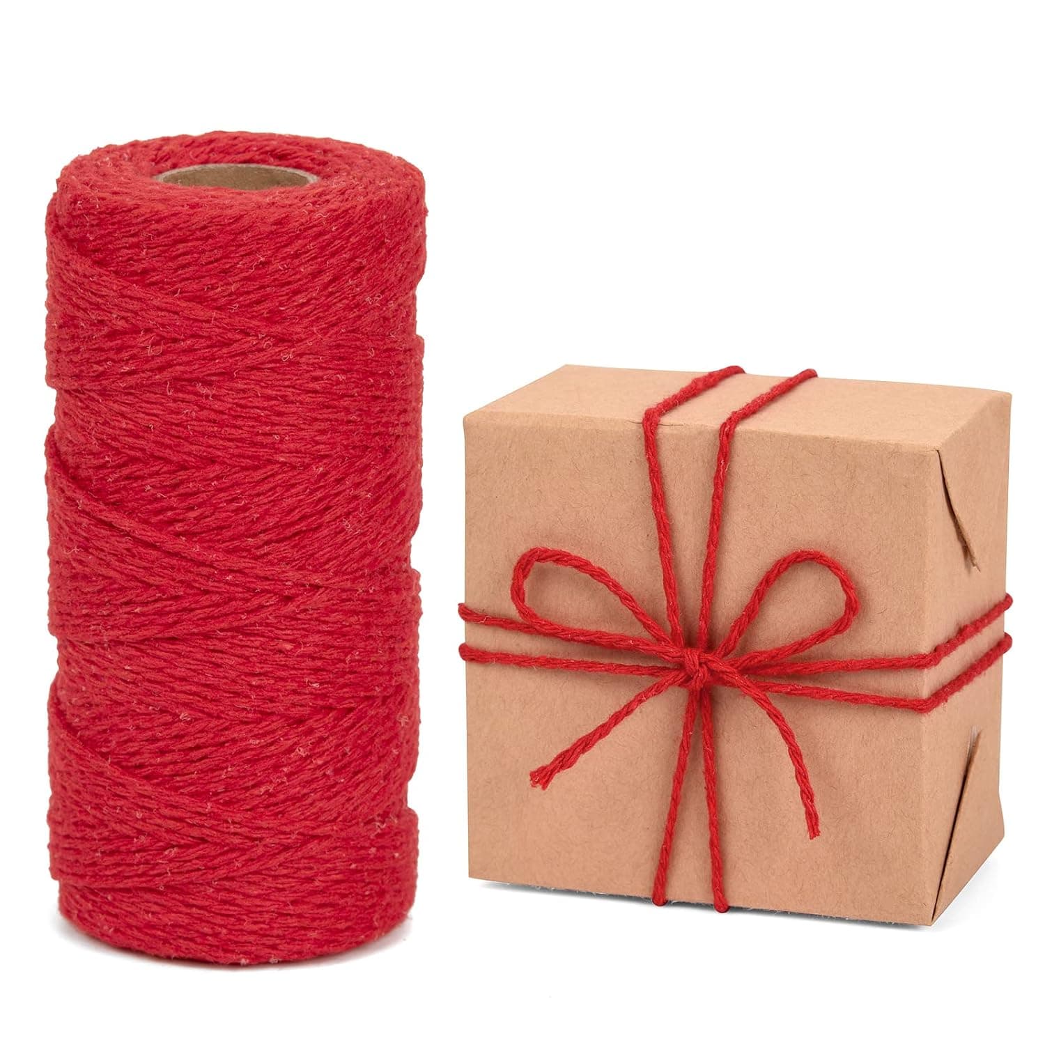 Cotton Christmas String, Red Twine String, Twine for Plants, Handmade Crafts, Gardening, Gift Wrapping, Wall Decoration (Red)
