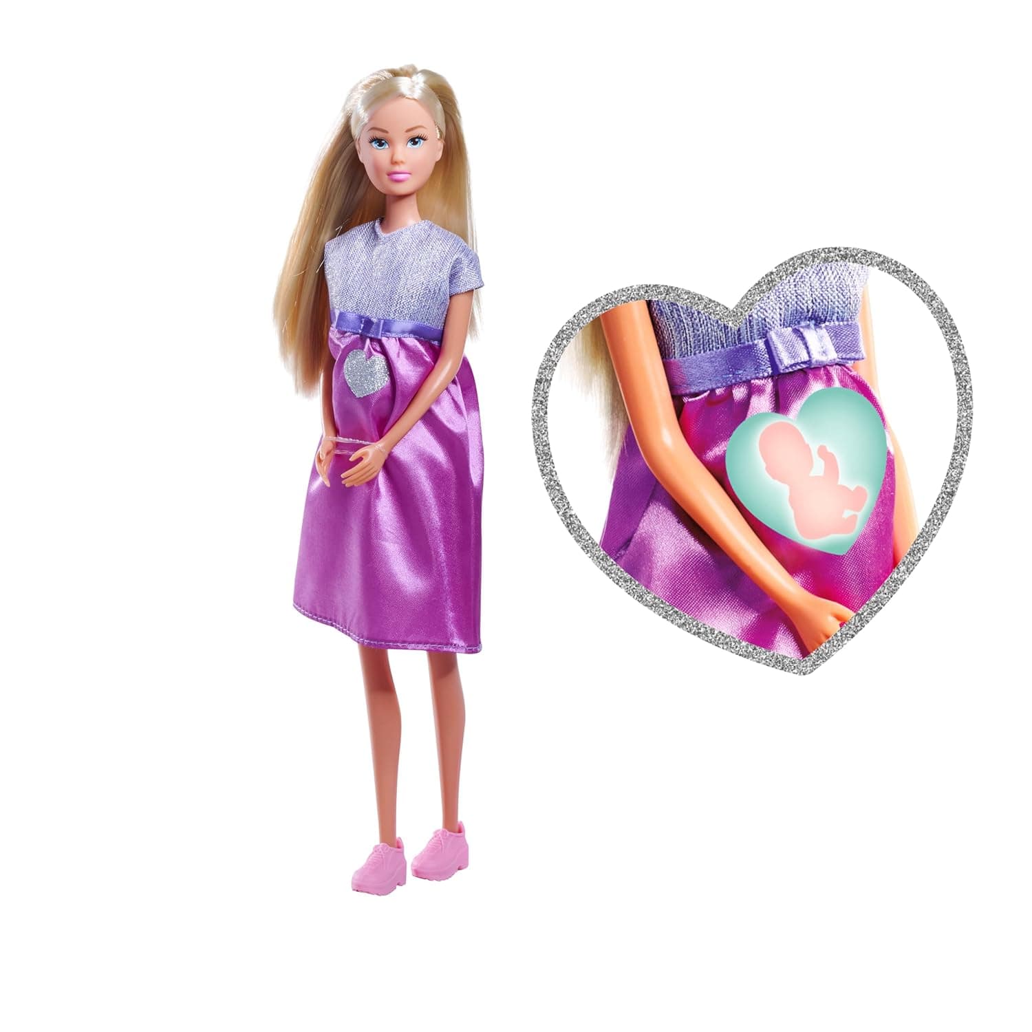 Simba Steffi Love Welcome Baby 29 cm - Pregnant Steffi with Child, 12-Piece Accessory Set for Role Play, Fashion Doll with Baby Doll 4 cm, Toy for Children from 3 Years