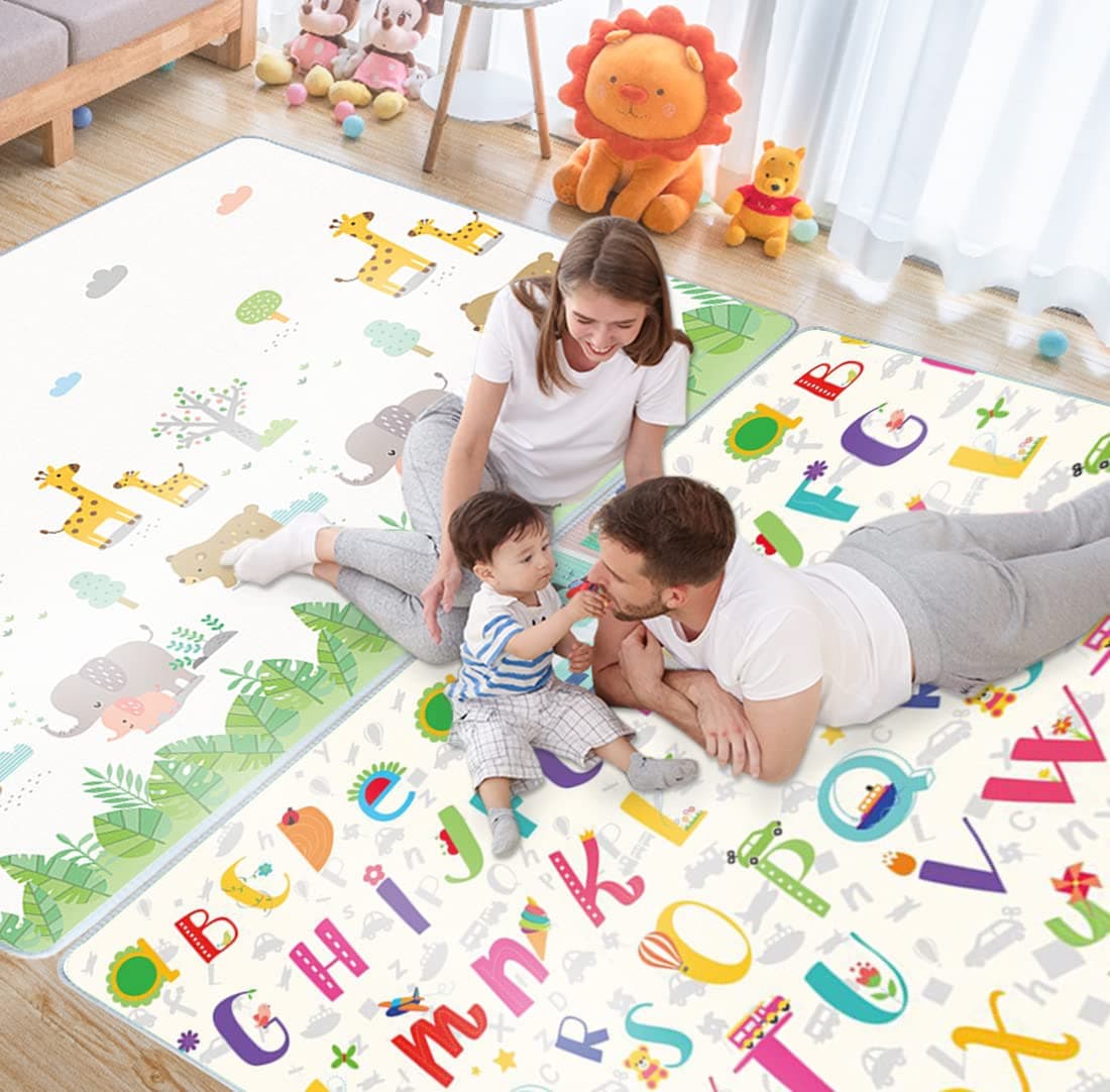Baby Play Mat Double-Sided Crawling Mat Waterproof Play Matt Baby 180x150x0.5cm Soft Foam Play Mat Large Baby Play Mat Reversible Baby Mat XPE Padded Play Mat Non Toxic Wipeable Play Mat