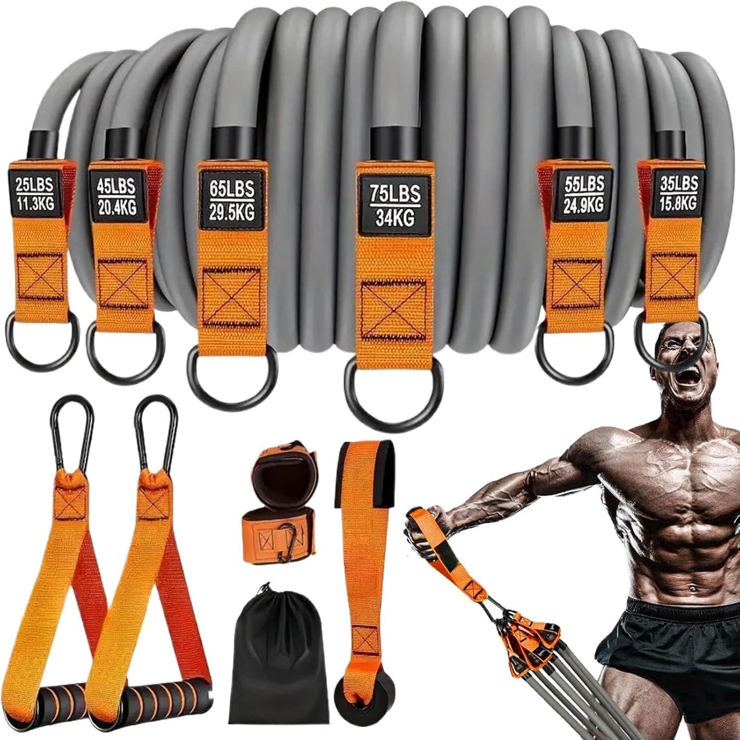 LEFAFA Resistance Bands Set, 300LBS Heavy Exercise Band with Handles, Fitness Band for Working Out, Workout Bands for Men, Weight Bands Set for Muscle Training, Strength, Slim, Yoga Home Gym