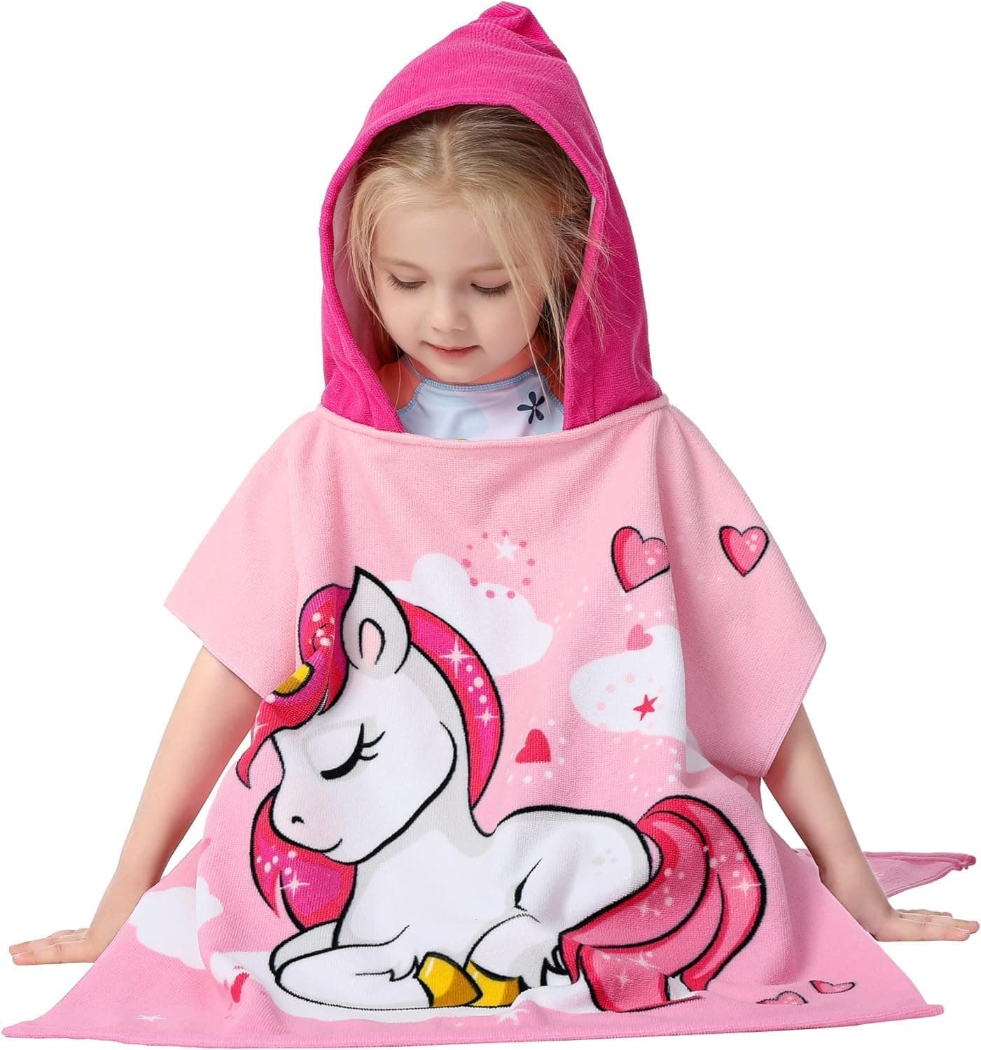 Kids Hooded Bath Towel – Super Soft Microfiber Poncho for Toddlers 1-6 Years – Boys & Girls Swim Cover-Up, Beach, Pool & Bath Robe