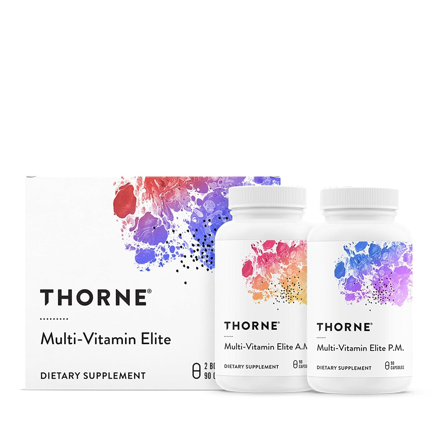 THORNE - Multi-Vitamin Elite - Daily Nutritional Supplement - Two Formulas Support Cellular Energy Production, Restful Sleep & More* - Third-Party Certified - Gluten, Dairy & Soy-Free - 180 Capsules
