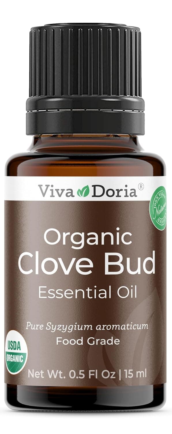 Viva Doria Clove Bud Essential Oil, USDA Certified Organic Clove Oil, 100% Pure, Natural Essential Oil, Undiluted, for Aromatherapy | Food Grade, 15 mL (0.5 Fluid Ounce)