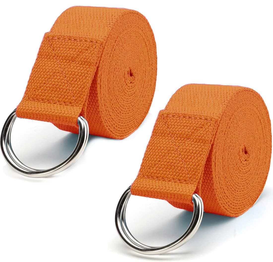 Dolwis Store 2 Pack Yoga Strap (6ft) Stretch Band with Adjustable Metal D Ring Buckle Loop | Exercise & Fitness Stretching for Yoga, Pilates, Physical Therapy, Dance, Gym Workouts