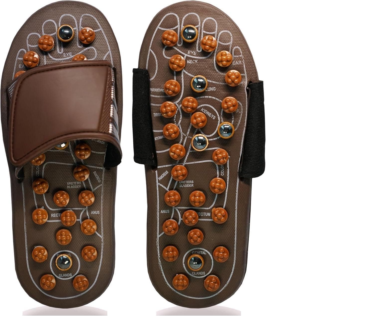 YelaJoy Acupuncture Slippers, Therapeutic Foot Massage Sandals with Reflexology Nodes, Comfortable Massage Slippers for Neuropathy Pain Relief and Stress Reduction, Adjustable Anti Slip, 42-43