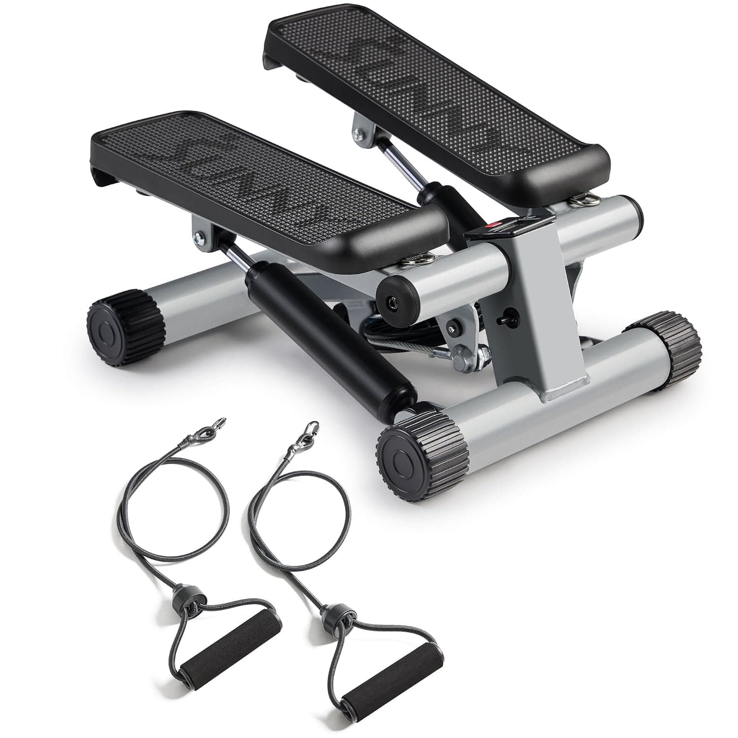 Sunny Health & Fitness Mini Steppers for Exercise at Home, Stair Step Workout Machine with Resistance Bands, Full Body Cardio Equipment