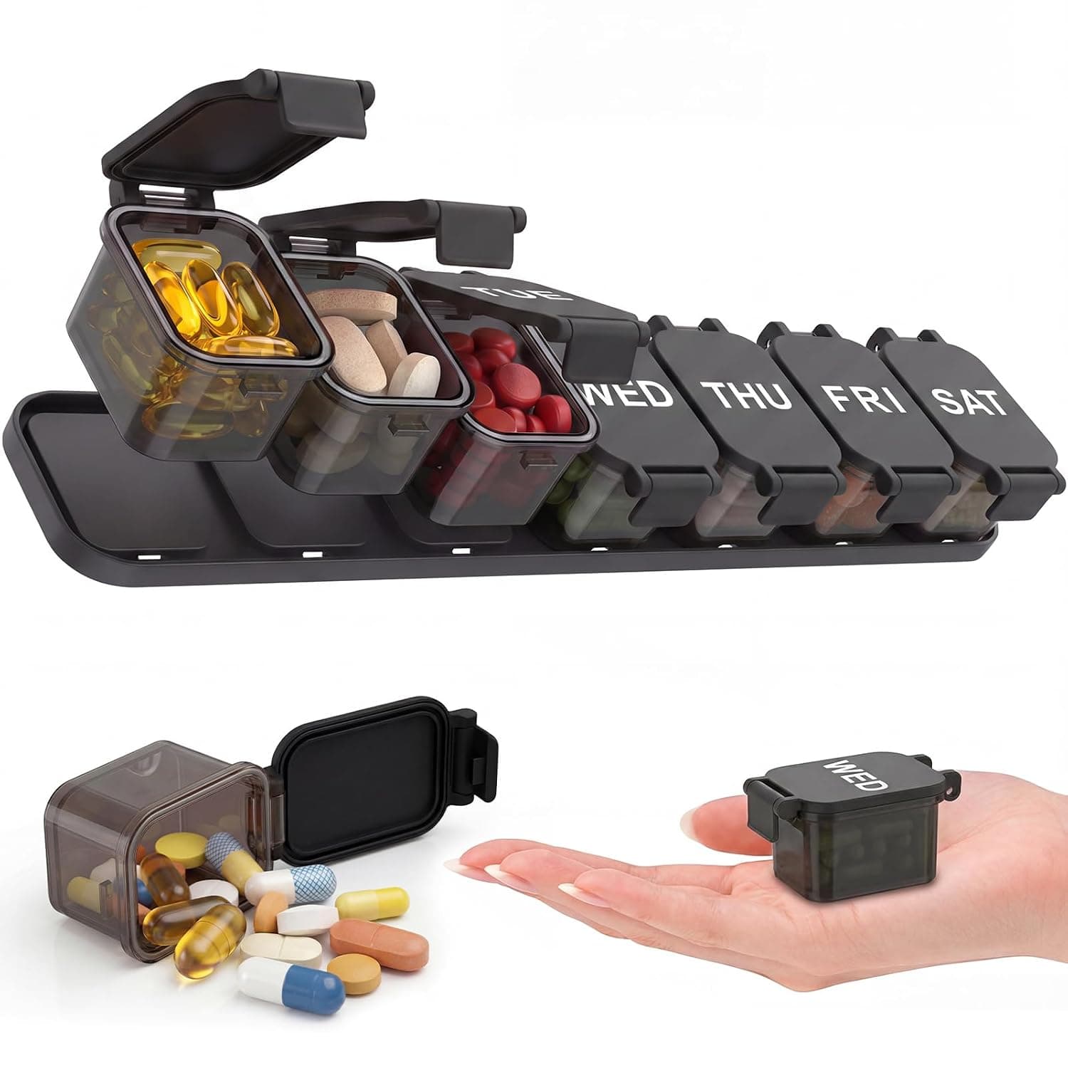 Yaklim Extra Large Weekly Pill Organizer, Detachable 1 Time a Day Pill Box