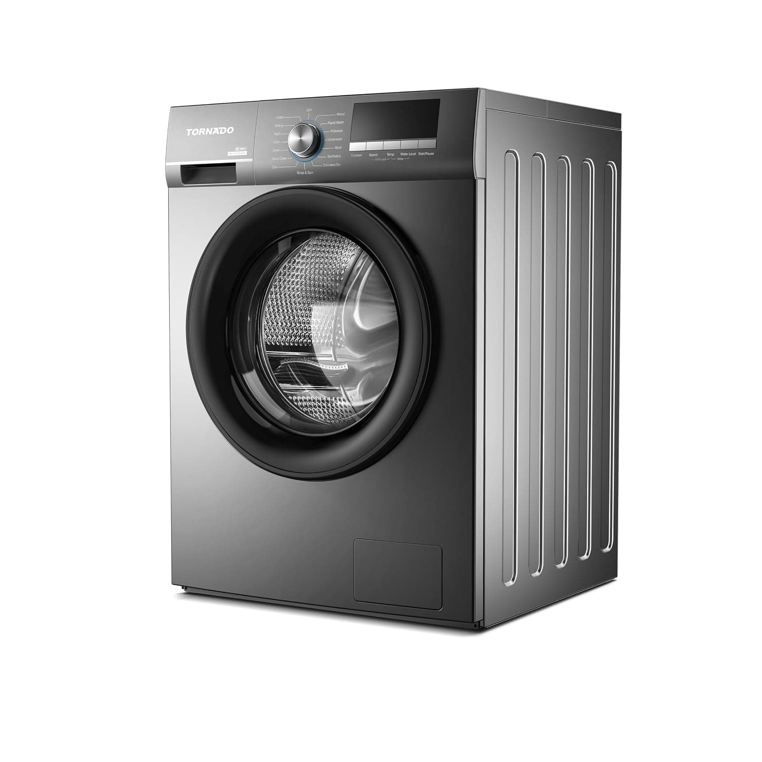 Tornado Front Load Washing Machine, Metallic Grey, BLDC Inverter Motor, 60x58x85 cm, 8 kg, Child Lock, Quick Wash