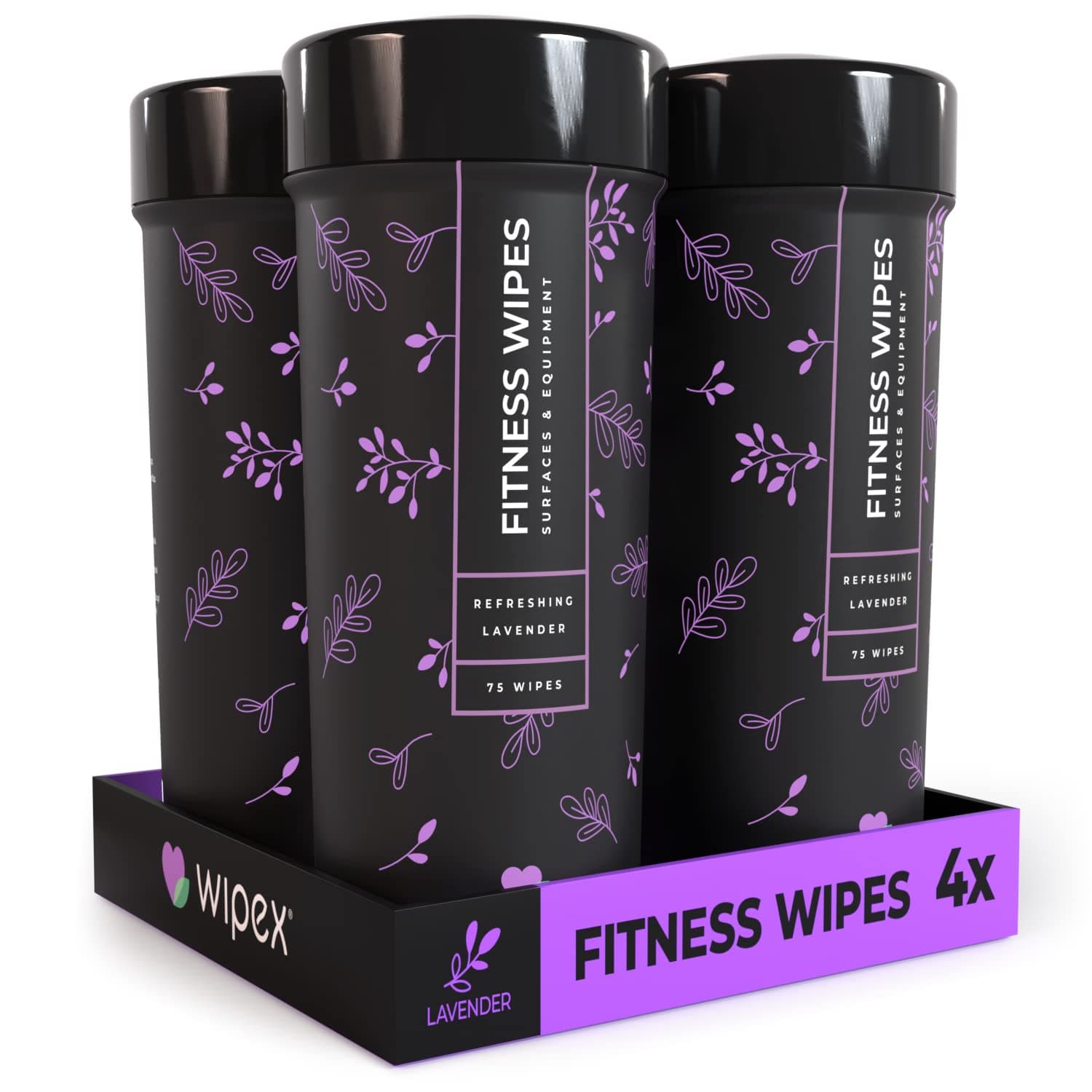 Wipex Natural Fitness Equipment Wipes, 75ct Lavender & Vinegar Cleaner, Gym Wipe for Equipment, Bulk Size for Everyday Use, 75 Count (Pack of 4)