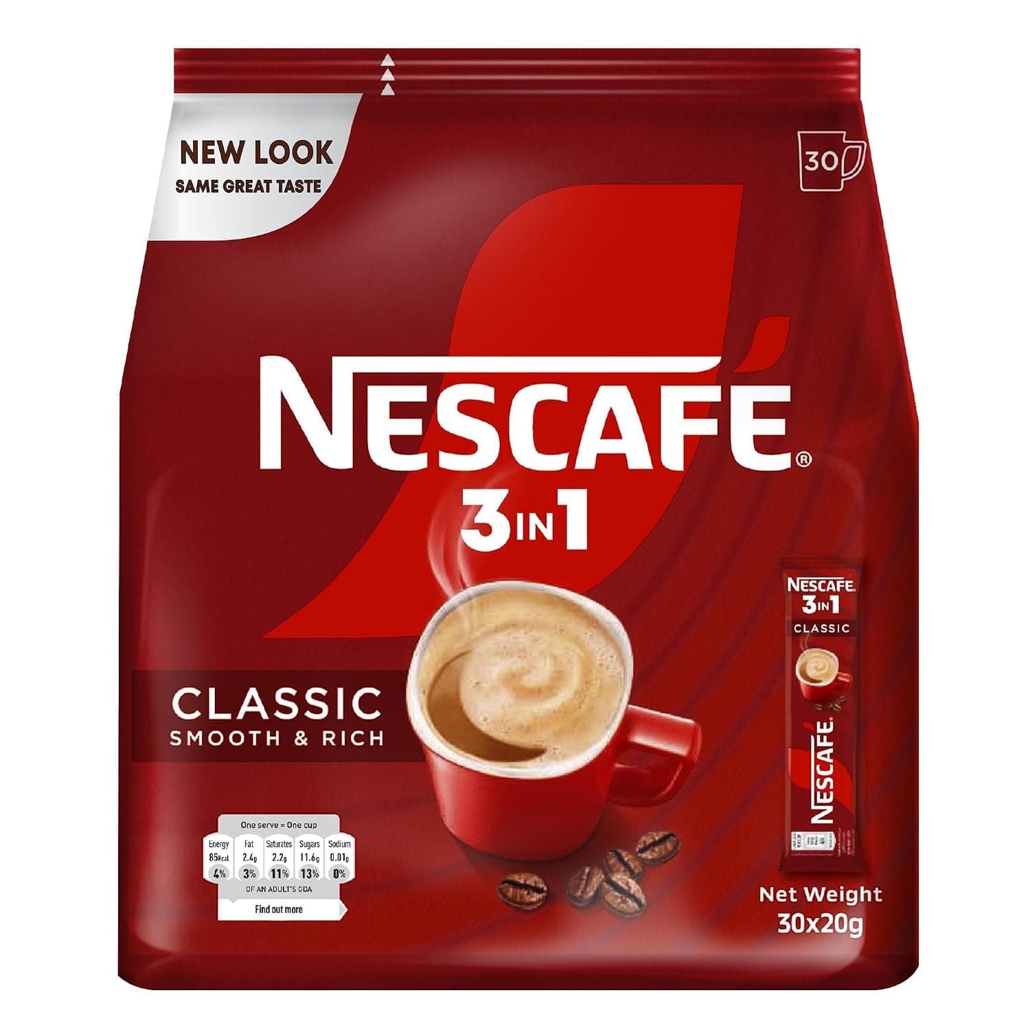 Nescafe 3in1 Instant Coffee Mix Sachet 20g (30 Sticks)