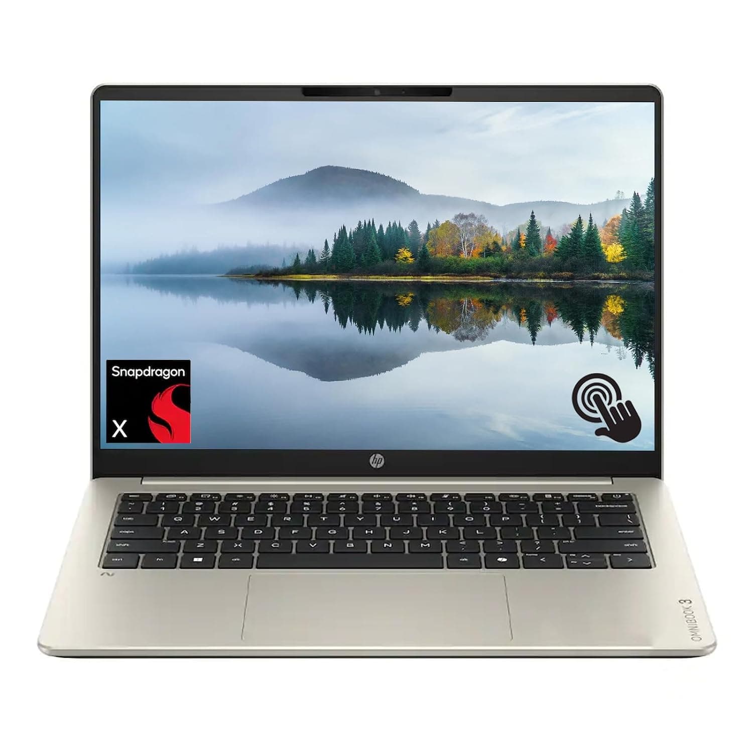 HP OmniBook 3 14" 2K Touchscreen Laptop, Snapdragon X (8-core), Qualcomm Adreno GPU, 16GB Memory, 512GB SSD, Copilot+ PC, Wi-Fi 6E, Bluetooth 5.3, Windows 11 Home, Warm Gold, EAT 16GB USB Pen
