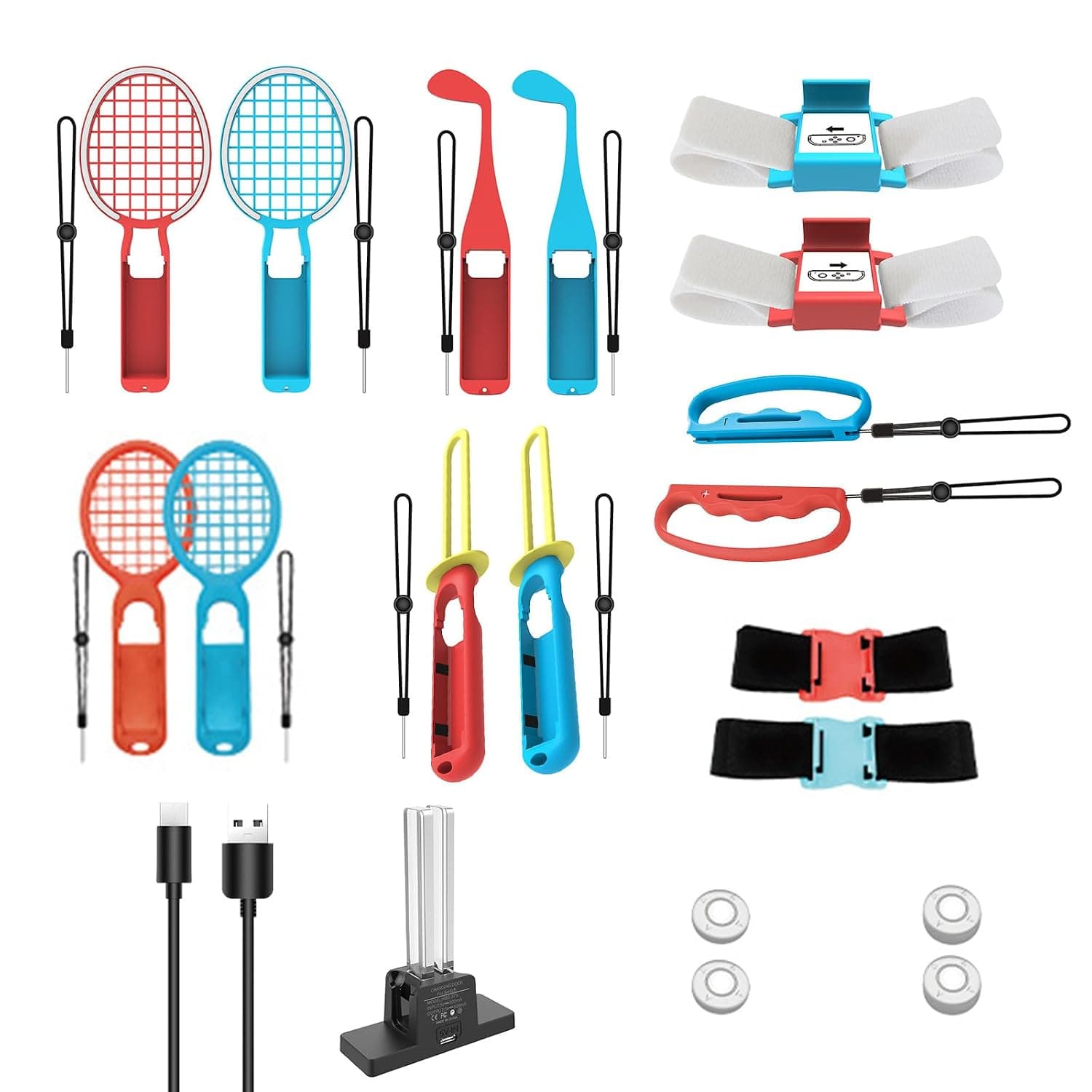 Haoyull 20 in 1 for Sports Accessories for Sport Game Controller Strap Wrist Dance Band Racket