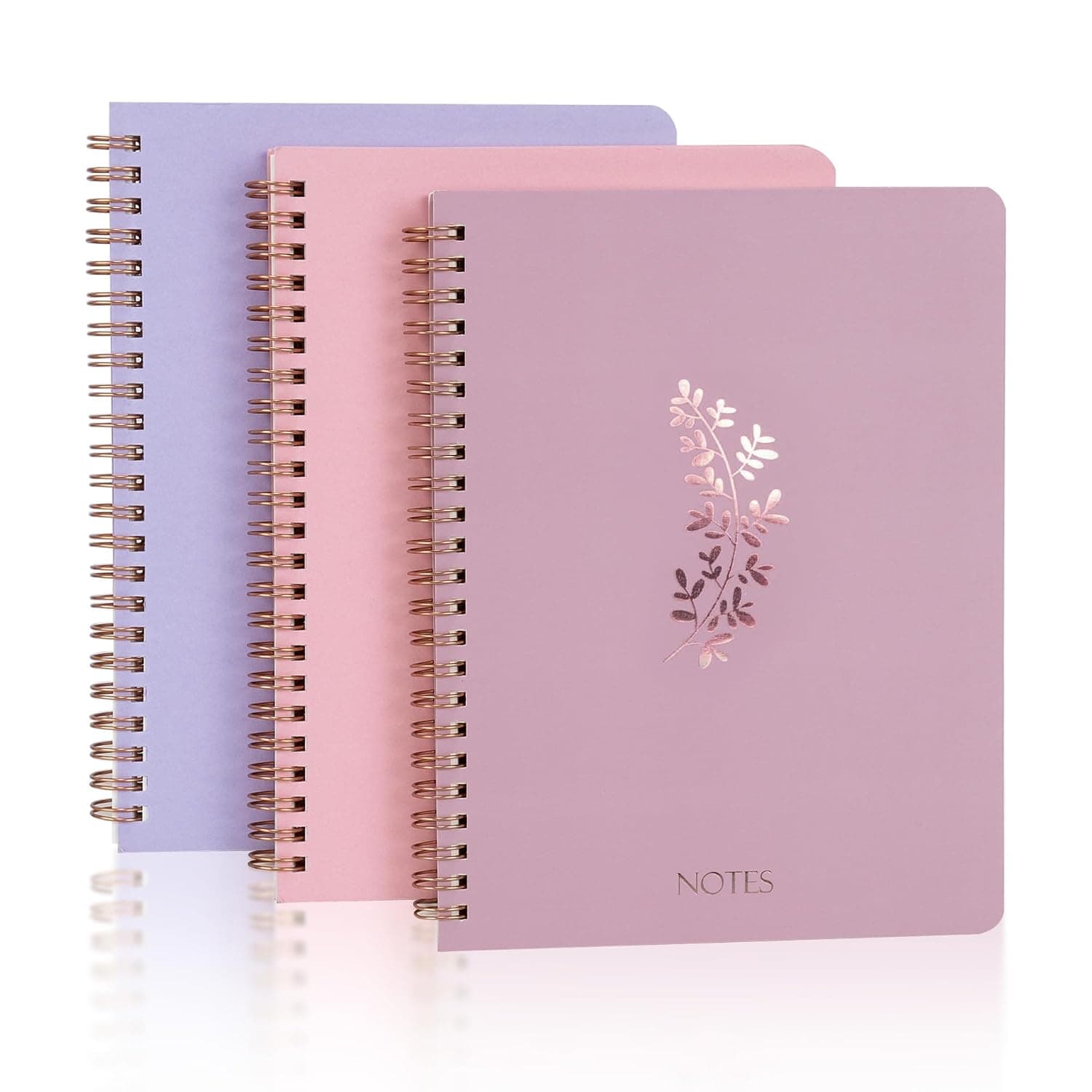 A5 Aesthetic Spiral Notebook Set, 3PCS 8.3x6in College Ruled Journals with Lined Pages, Cute Writing Notebook for Studying, Note Taking, Office & School Supplies, Work (Purple+Pink+Blue)