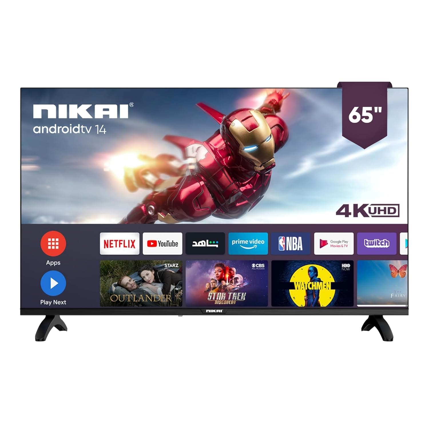 Nikai 65-Inch UHD Smart 4K LED TV with Android OS | Ultra Slim Frame, Smart Apps (Netflix, YouTube), HDMI, USB, Wi-Fi | High-Performance Quad Core Processor, 3840 x 2160 | UHD65SLED/UHD65SLED-FL