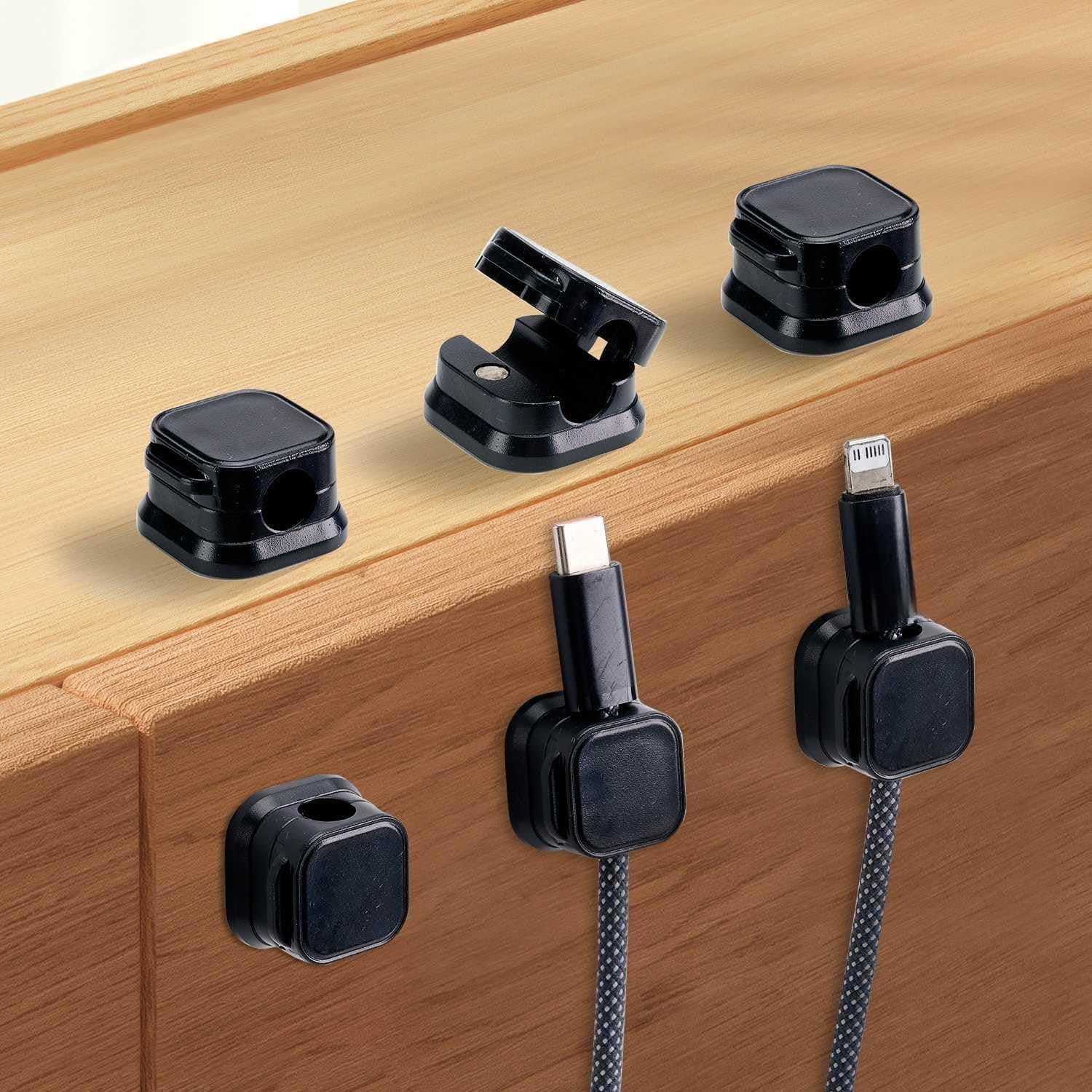 6 Reusable Magnetic Cable Clips, Residue-Free Adhesive Wire Organizer for Office, Car, Home