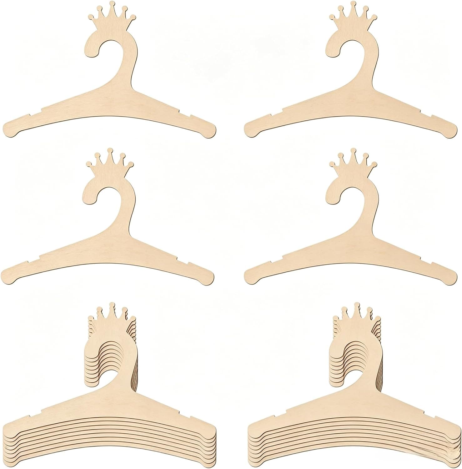 20 Packs Wooden Baby Hangers for Baby Clothes, Cute Crown Wood Newborn Baby Girl Boy Hangers for Nursery 9 Inch Kids Toddlers Children Infant Hangers for Closet Coat Pants Clothing Storage