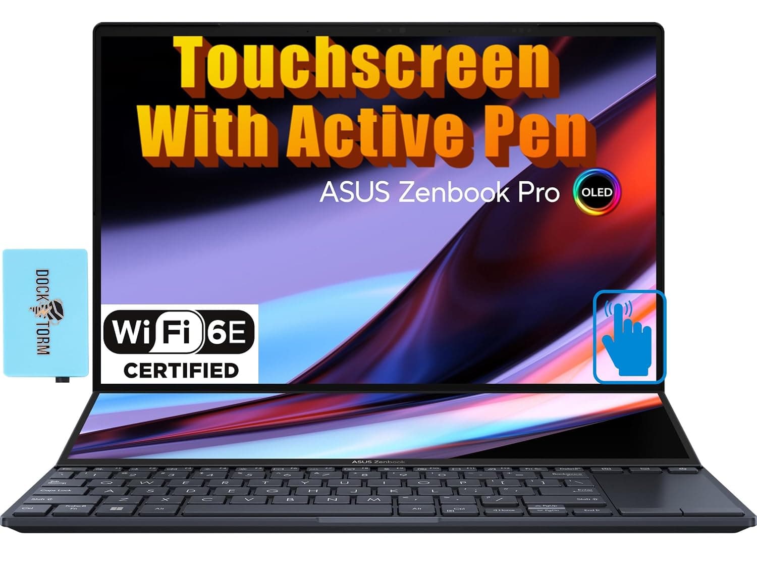 ASUS Zenbook Pro 14 Duo OLED Workstation 14.5'' 120 Hz Touch 2.8K (Intel i9-13900H, GeForce RTX 4060 8GB, 32GB LPDDR5, 2TB SSD, Backlit KYB, 2 Thunderbolt 4, Active Pen, WiFi 6E, Win11Pro) w/DKZ Hub