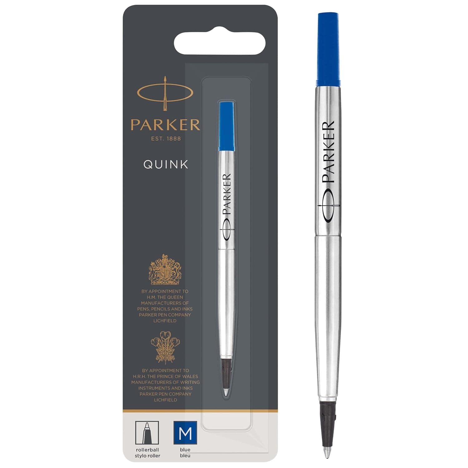 PARKER QUINK Rollerball Pen Ink Refill, Medium, 0.7M, Blue