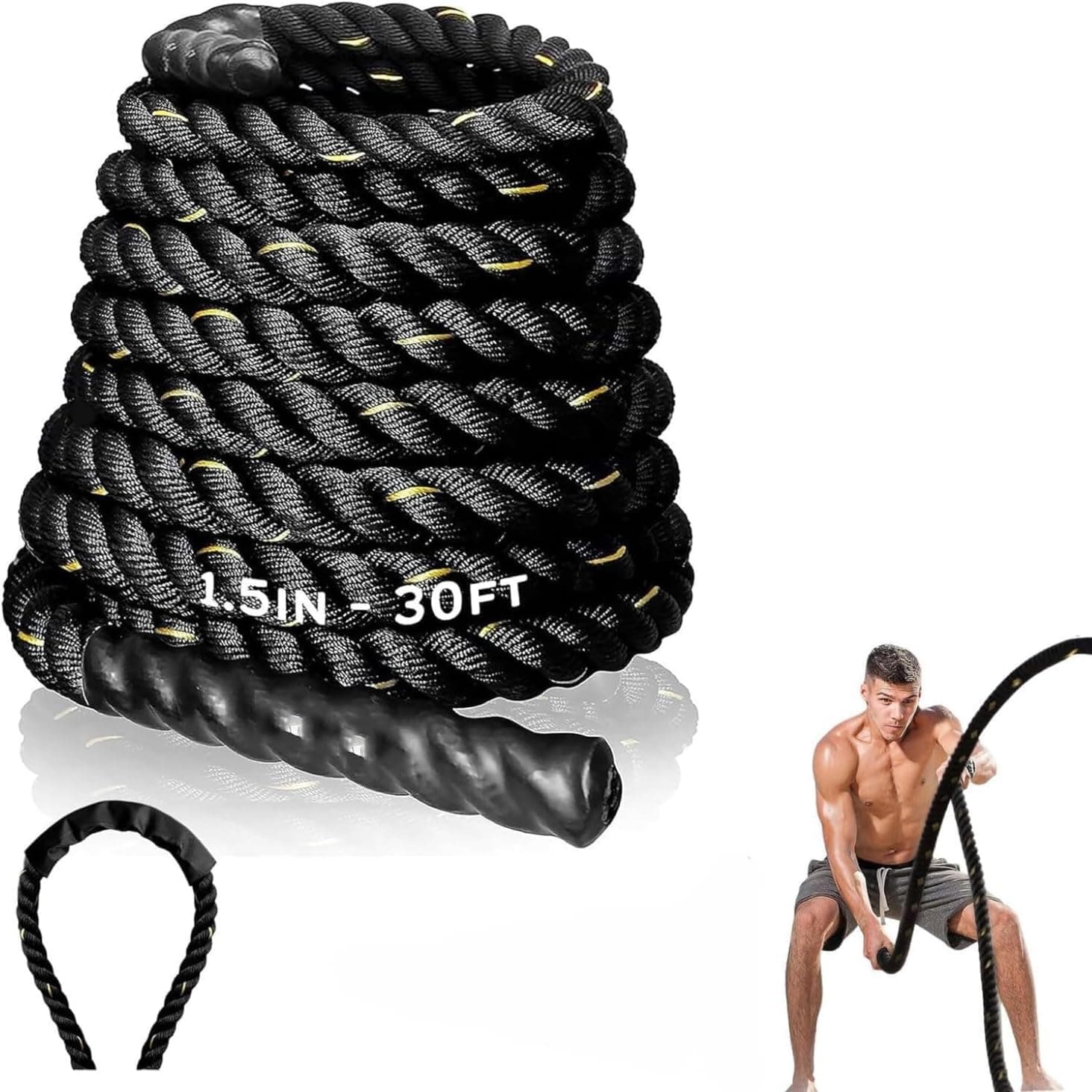 Bukela 12M Battle Ropes Battling Rope for Fitness Training Gym Heavy Exercise Ropes 38mm Undulation Rope for Strength Workout Muscle Training Ropes Core Cardio Arm Twisted Rope for Home Gym Outdoo