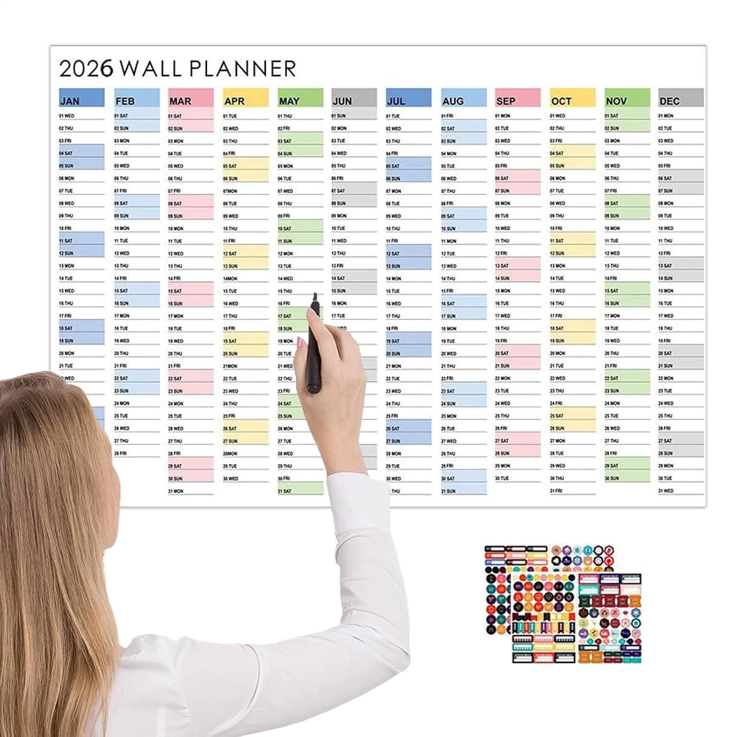 2026 Wall Calendar 12 Month, Large 2026 Monthly Calendar for Family, Decorative Planning Poster for Life Matters Schedule Teachers Students Adults Home Living Room School Office