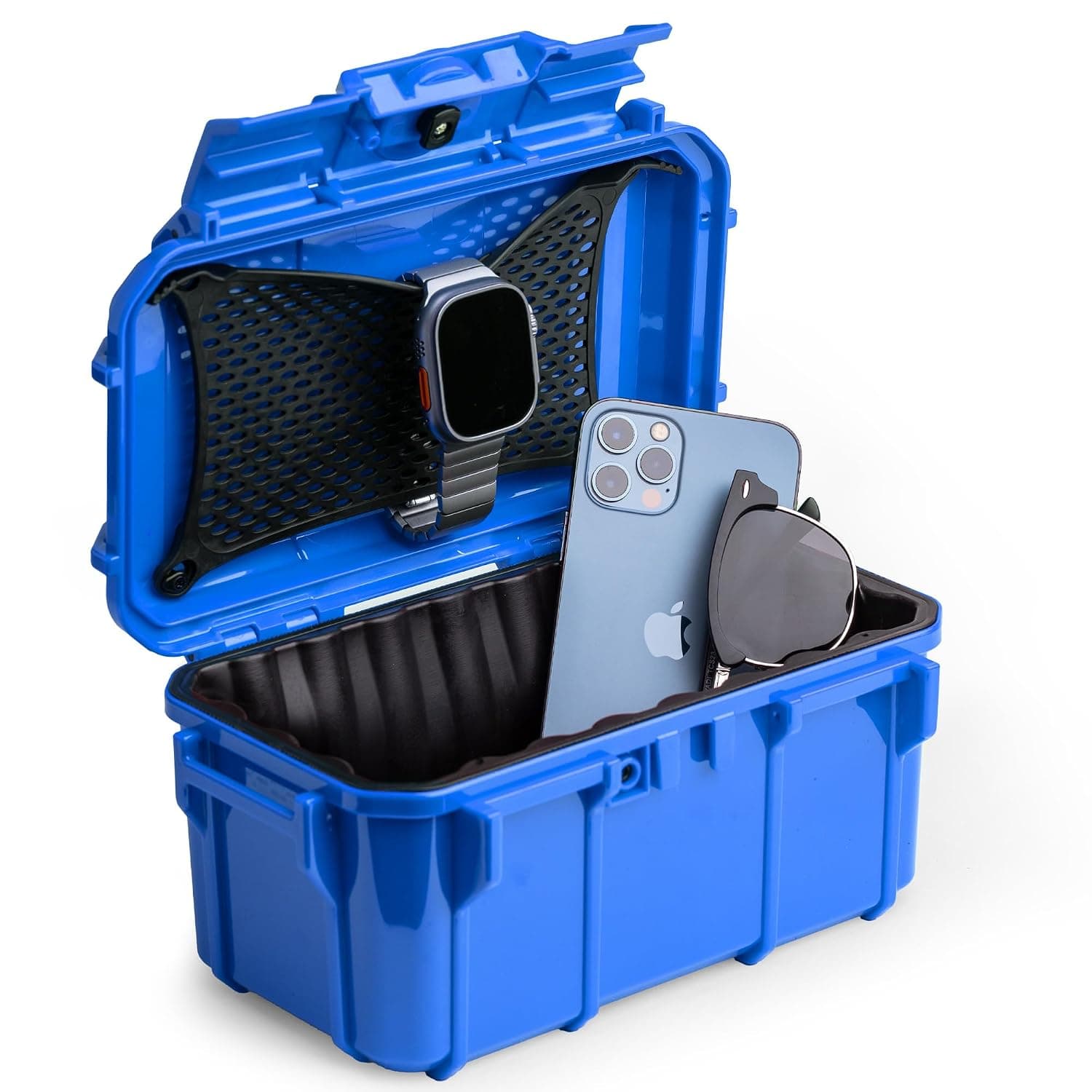 Evergreen 58 Waterproof Dry Box Protective Case - Travel Safe/Mil Spec/USA Made - for Cameras, Lenses, Phones, Pistols, First Aid, Boating, Water Sports, Tacklebox, Ammo Can, Deck Boxes (Blue)