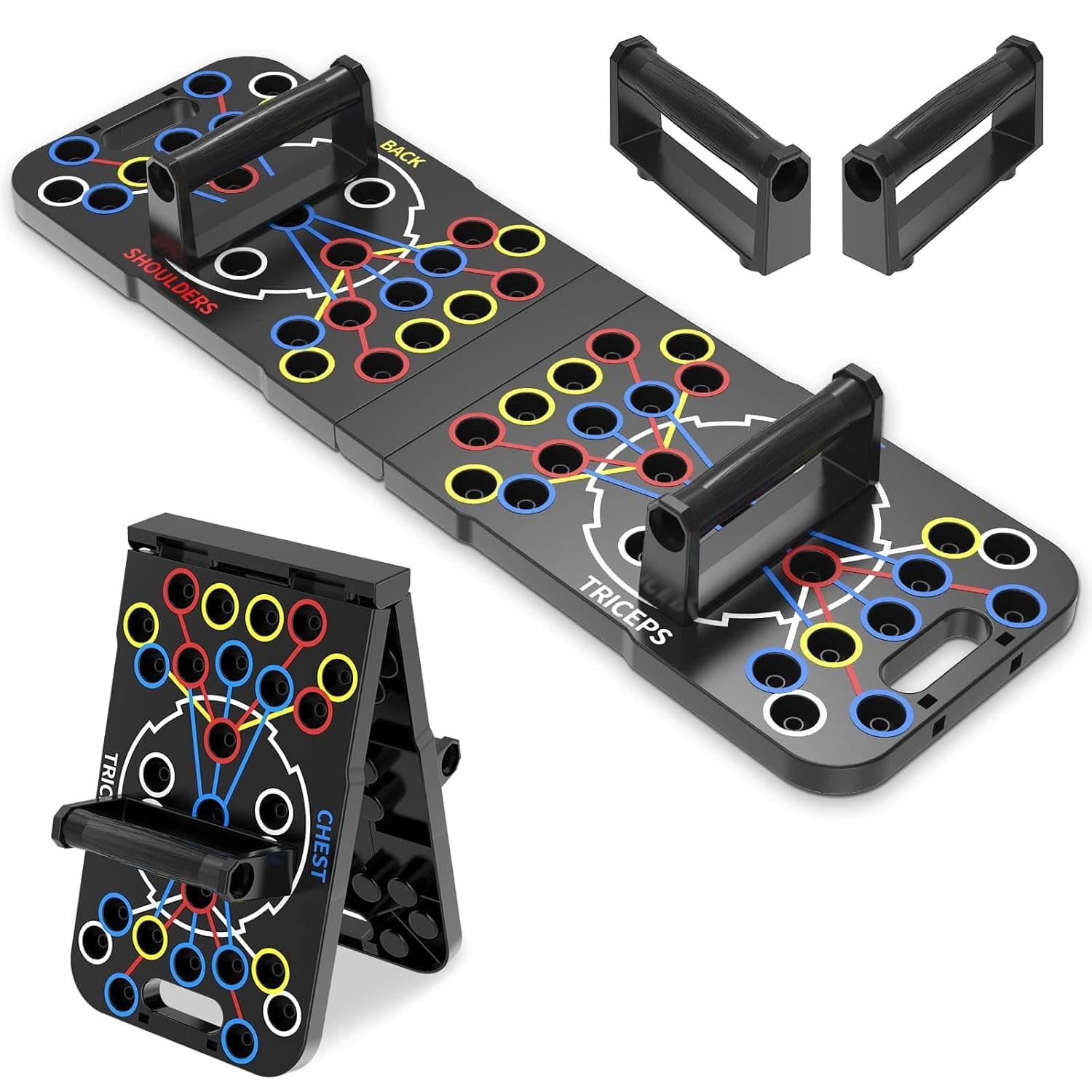 TRASSLE Push Up Board,Home Workout Equipment Portable Multi-Function Foldable 56 in 1 Push Up Bar, Push Up Handles for Floor,Strength Training Equipment for Men & Women