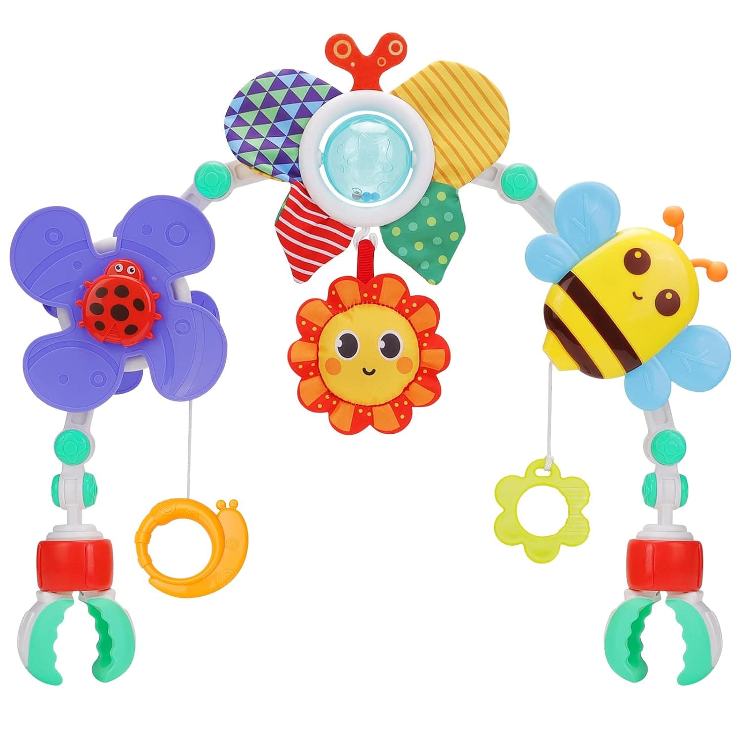 Stroller Arch Toy - Clip On Baby Pram Activity Arch Musical Sensory Toys Crib Bouncer Accessories, Foldable Travel Bassinet Car Seat Toy for Babies Infants Newborn 0 3 6 9 12 Months (Butterfly)