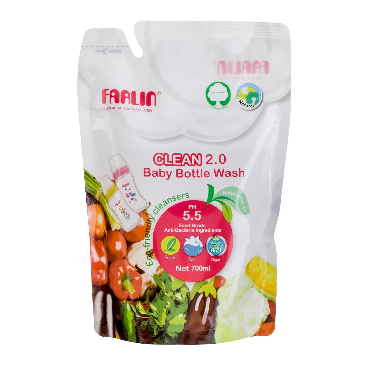 Farlin Clean 2.0 Baby Bottle Wash Refill Pack Af-10005, 700 Ml