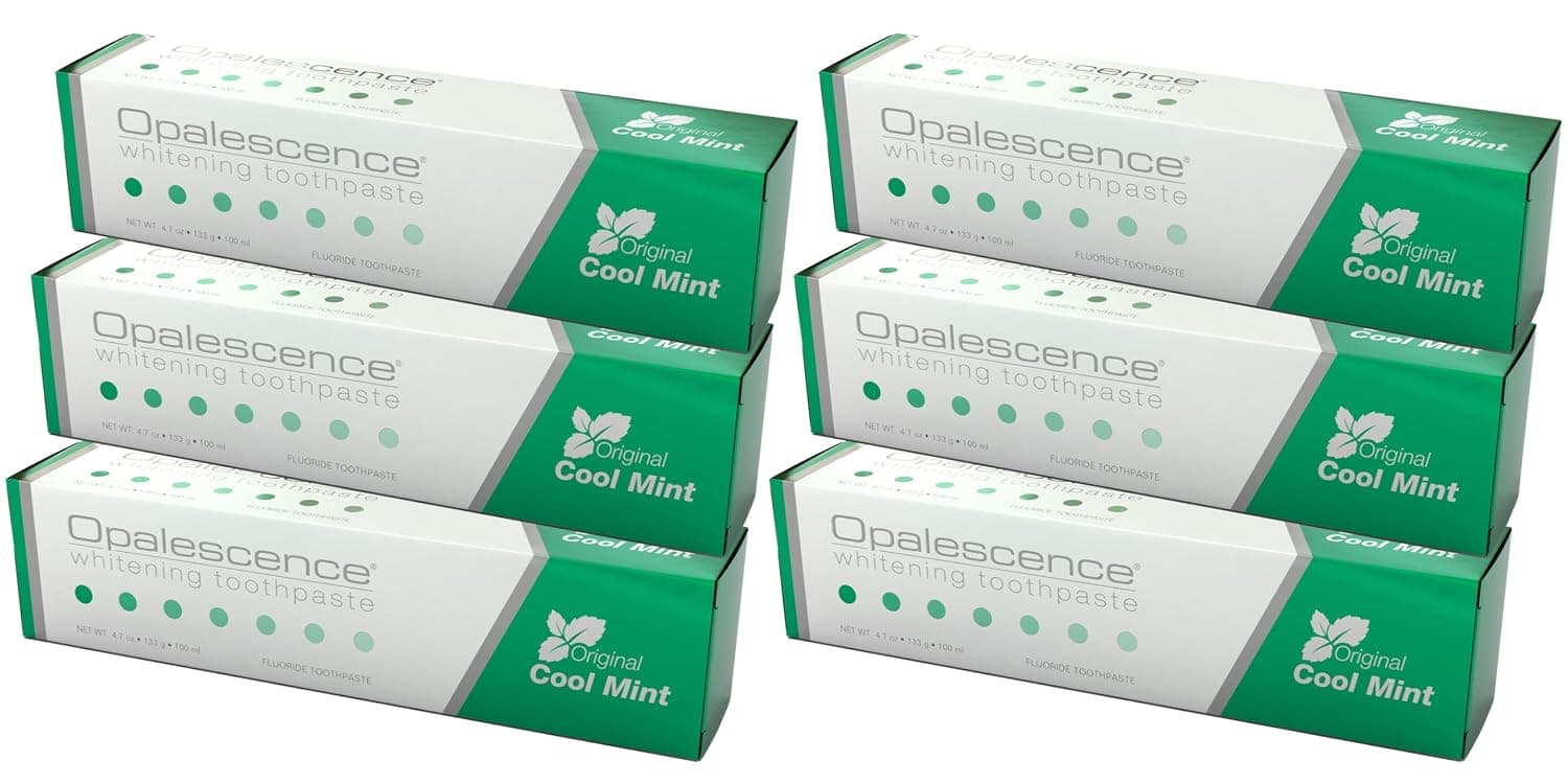 Opalescence Whitening Toothpaste - Pack of 6 - Fluoride Oral Care - 4.7 Oz - Cool Mint - TP-5166-6 | Dentist-Developed Oral Care Whitening Fluoride Toothpaste for Daily Use, Surface Stain Removal & Helps Strengthen Enamel