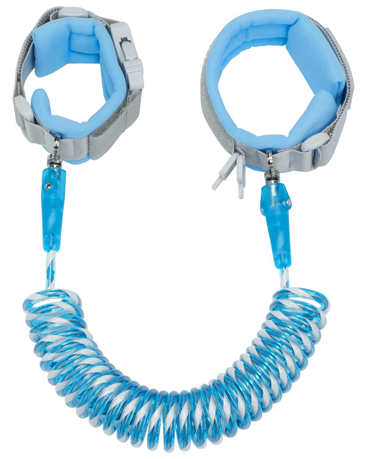 Dr.Meter Kids Leash for Toddler, Reflective Anti Lost Wrist Link with Key & Lock, 2.5m Safety Wristband Child Walking Harness for Supermarket Mall Airport Amusement Park Zoo Travel, Blue