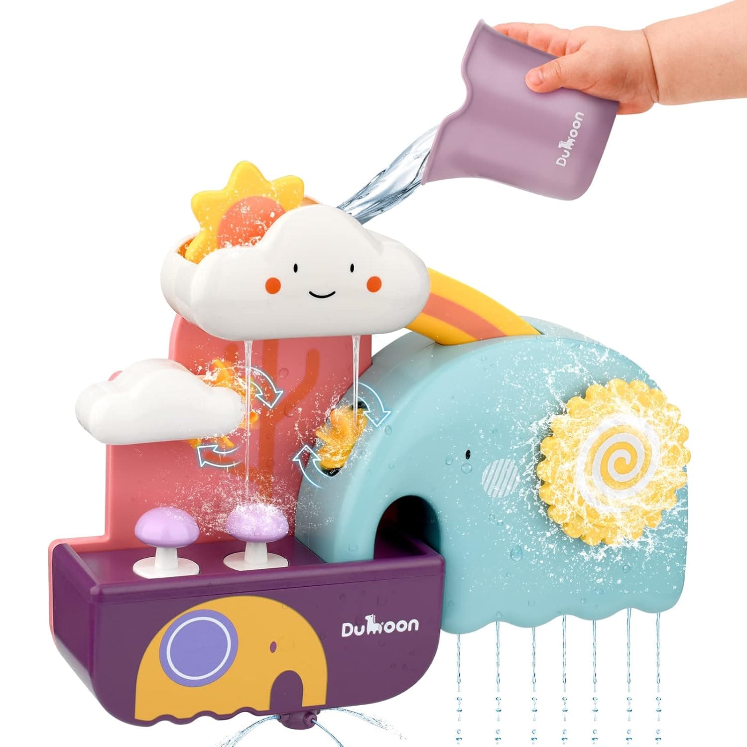 TI-TOO Baby Bath Toys, Fun Simple Physics Educational Bathtub Water Toy for Toddlers 1 2 3 + Year Old, Splash Infant Toys for Boy Girl Bath Time, Safe Colorful Skin Friendly Waterwheel Bathing Toy