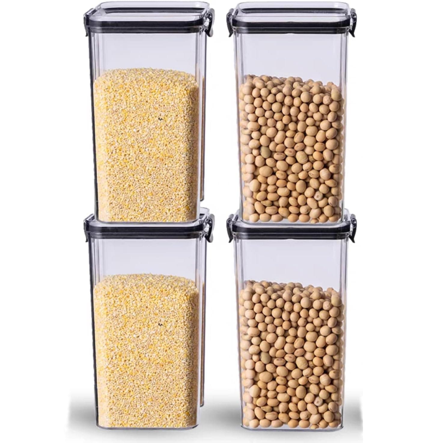 OYDAS Airtight Food Storage Container with Lock Lids,Cereal & Dry Storage Jars ,Kitchen and Pantry Organization Canisters for Cereal, Coffee, Rice, Flour and Sugar (B:1300ml / Set of 4)