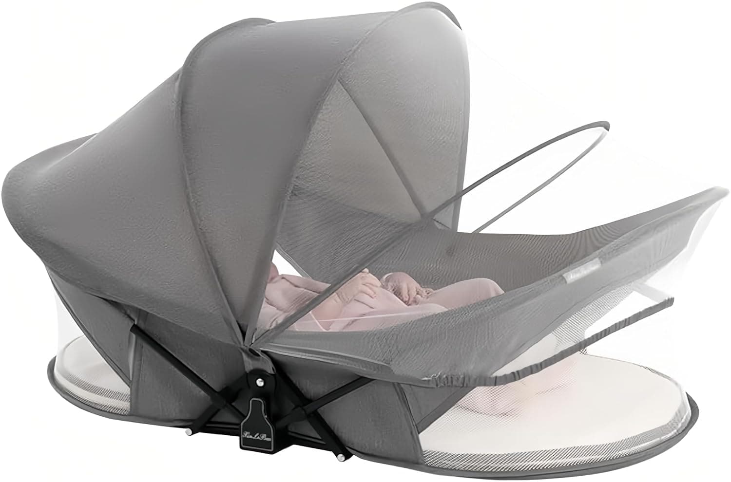 Travel Bassinet Portable Baby Bed,for Newborn InfantsFolding Bassinet in Bed Mini Crib Breathable Travel Bed Quick Fold Newborn Infant Sleeper with Mosquito Net and Travel Bag (Gray)