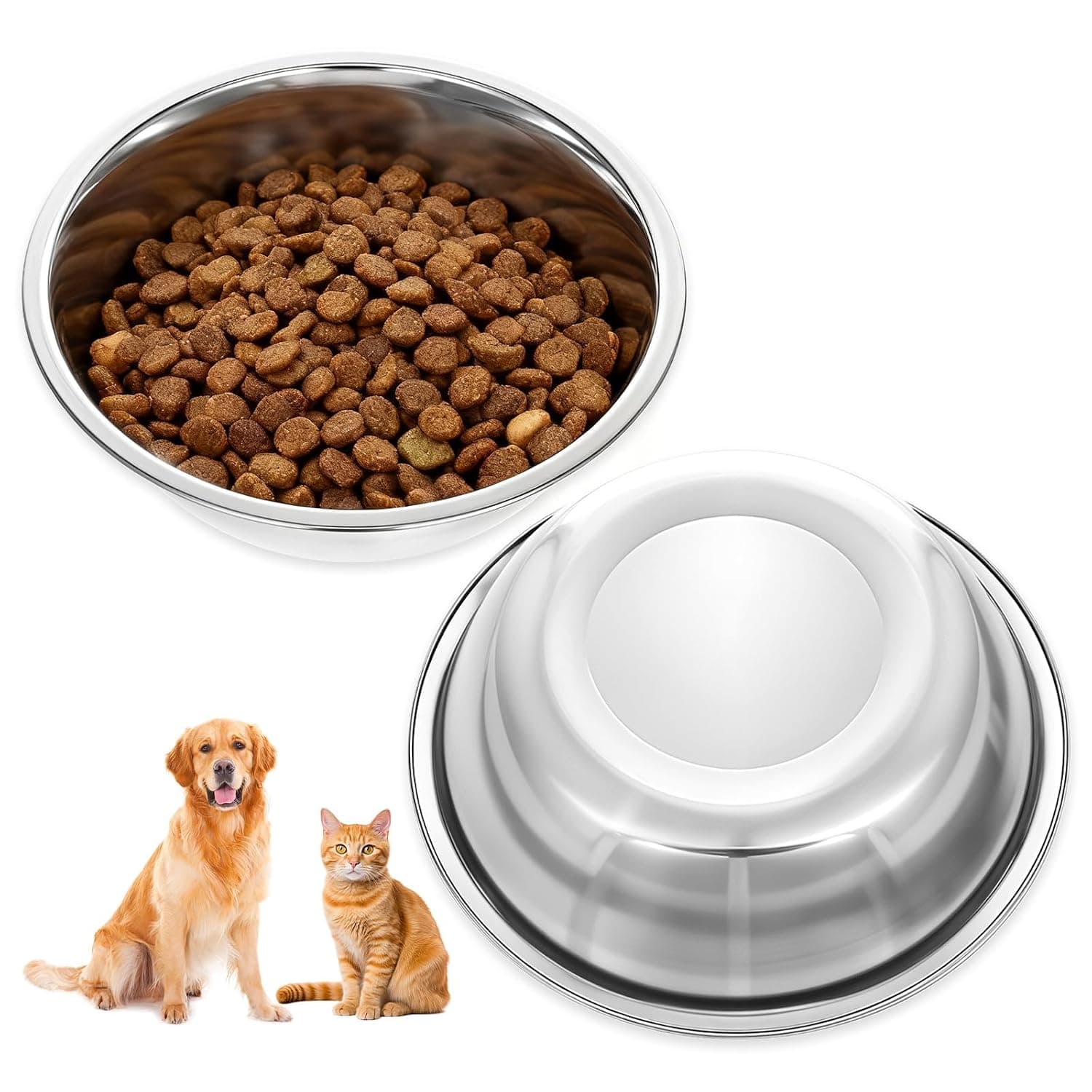 2 Pack Stainless Steel Dog Bowls 7 Inch, SYOSI Durable Metal Pet Food & Water Bowls for Dogs & Cats, Rust Resistant Feeding Bowls for Large Medium Small Pets, Easy Clean Stackable Design