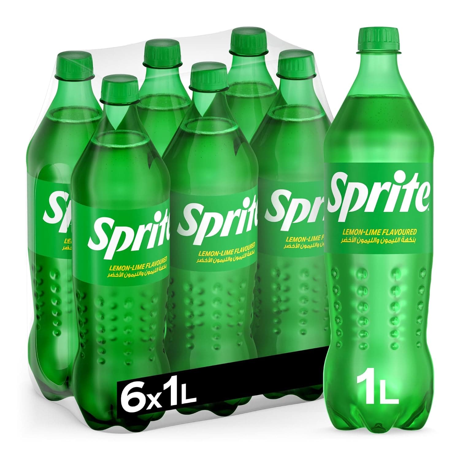 Sprite Regular Carbonated Soft Drink, Plastic Bottles, 6 X 1 Ltr