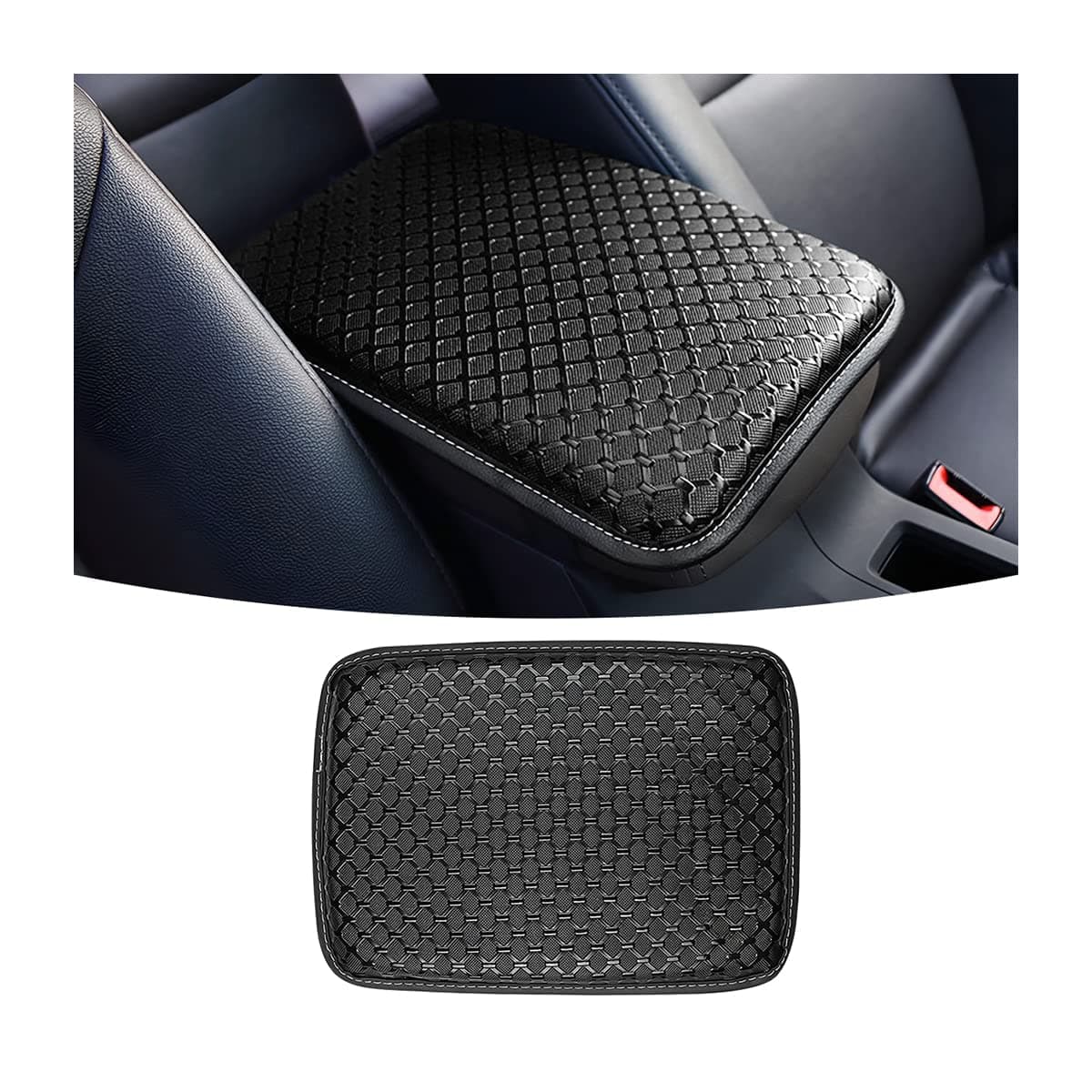Car Center Console Cushion Pad,Universal Waterproof Car Armrest Seat Box Cover, Auto Arm Rest Protection Vehicles Interior Accessories Fit for Most Cars, Vehicles, SUVs (Black)