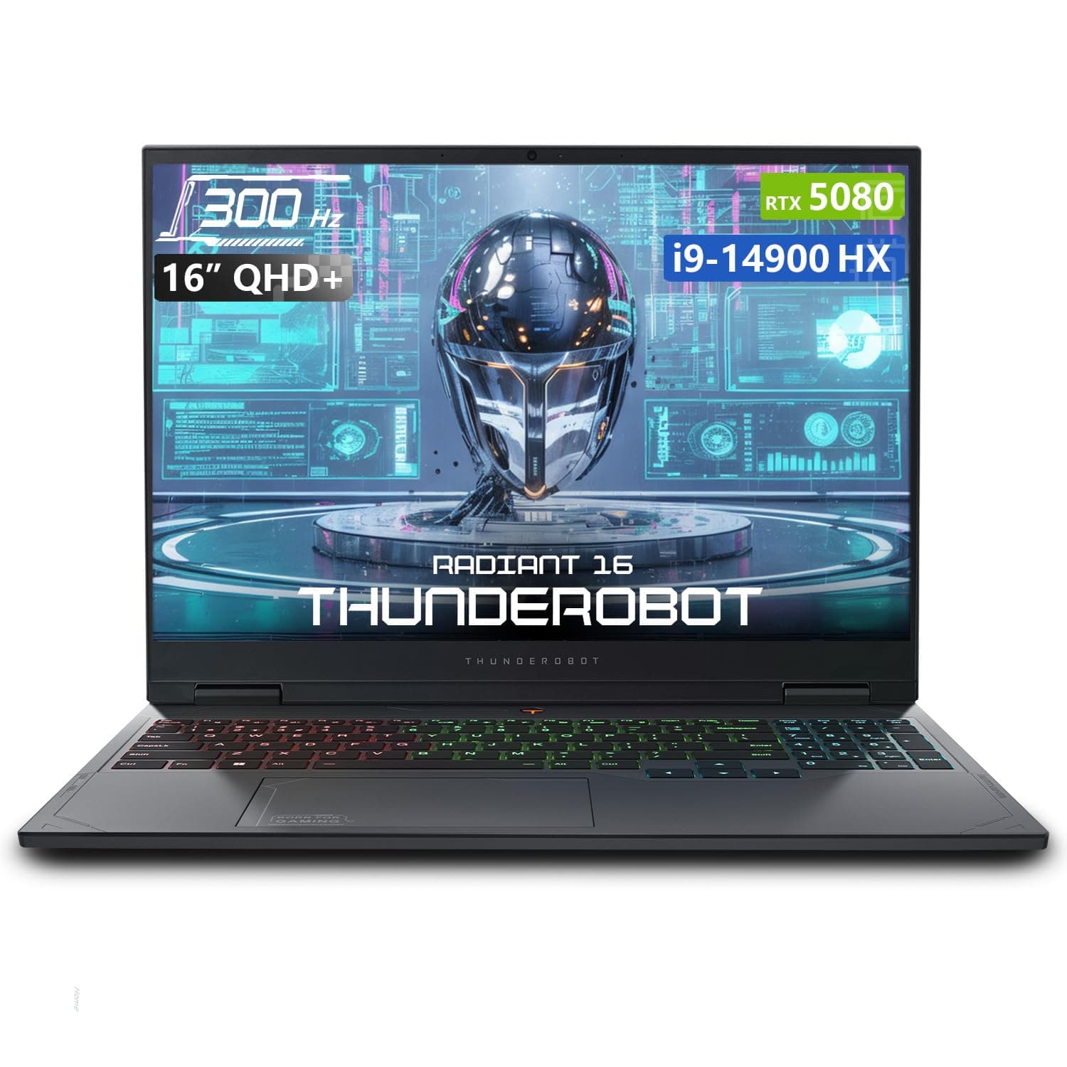 Thunderobot Radiant 16 i9 5080 2.5K Gaming Laptop, 16" WQXGA up to 300Hz Display, Intel Core i9-14900HX, GeForce RTX 5080, 64GB DDR5, 2TB SSD, RGB Backlit Keyboard, Wi-Fi 6, Windows 11 Home, Black